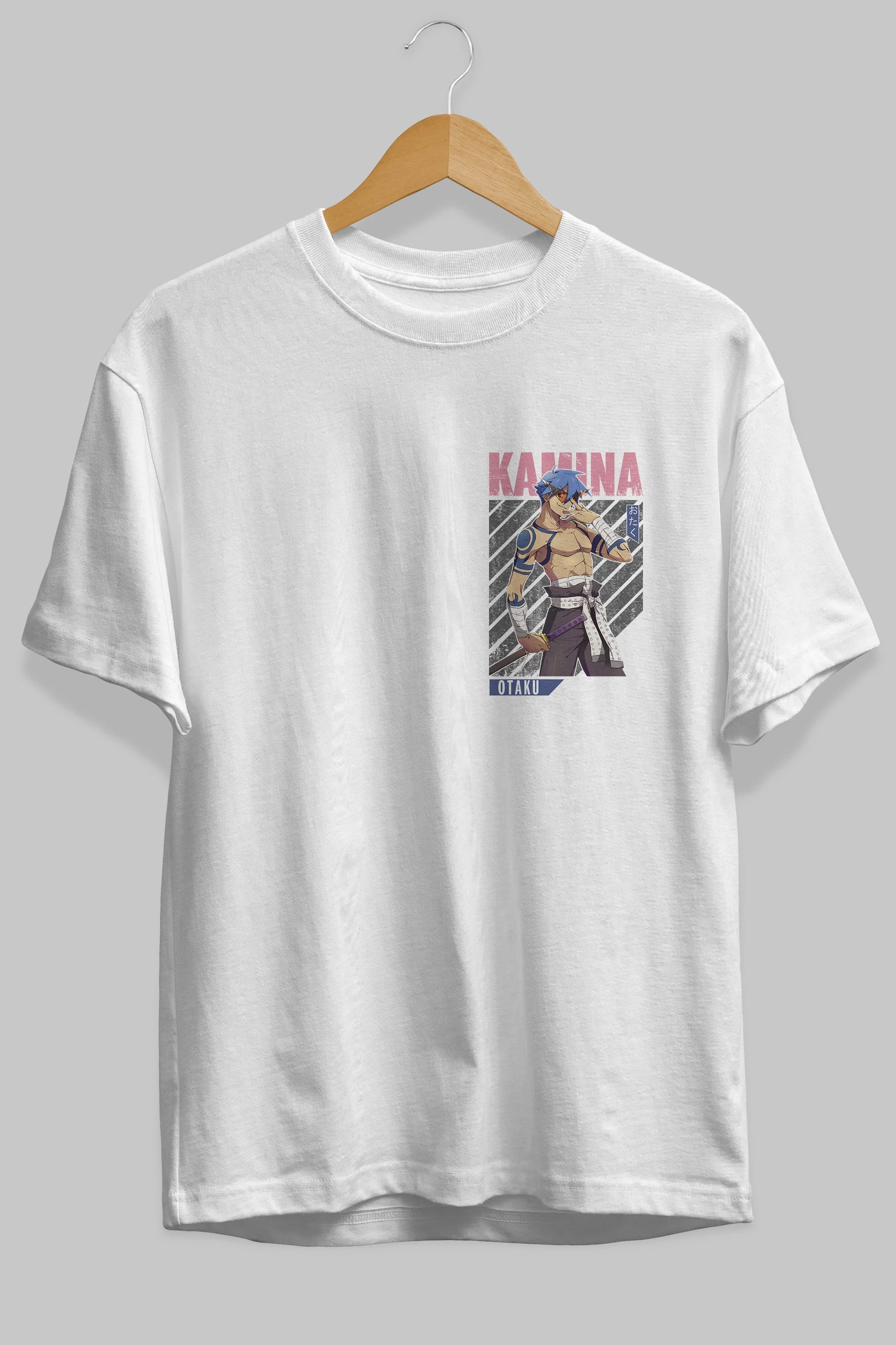 Kamina 5 Ön Sol Baskılı Oversize t-shirt Erkek Kadın Unisex %100 Pamuk Bisiklet Yaka tişort