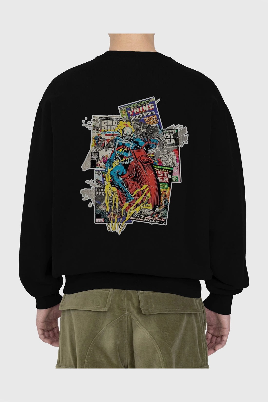 Ghost Rider Arka Baskılı Oversize Sweatshirt Erkek Kadın Unisex