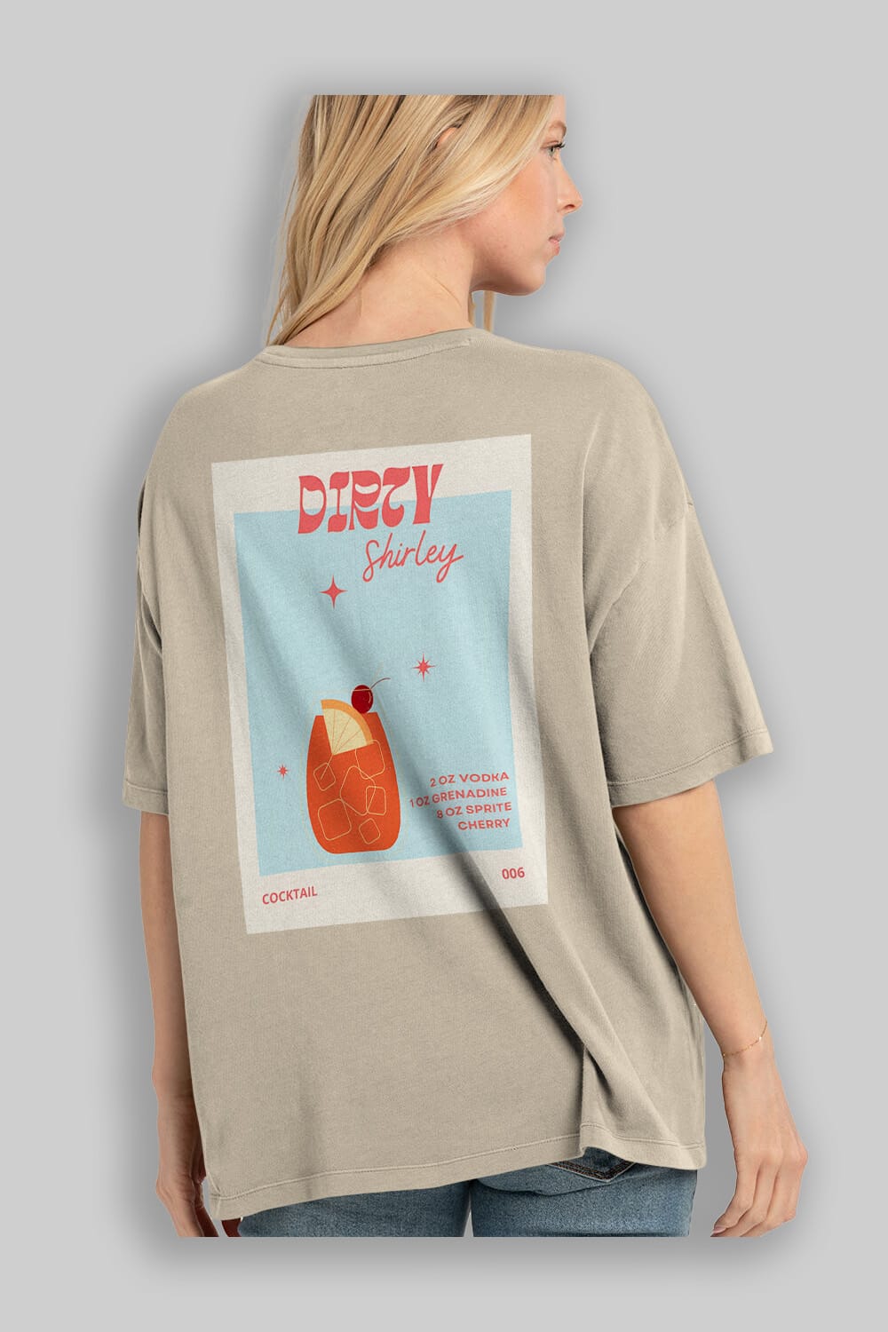 Dirty Shirley Arka Baskılı Oversize t-shirt Erkek Kadın Unisex %100 Pamuk Bisiklet Yaka tişort