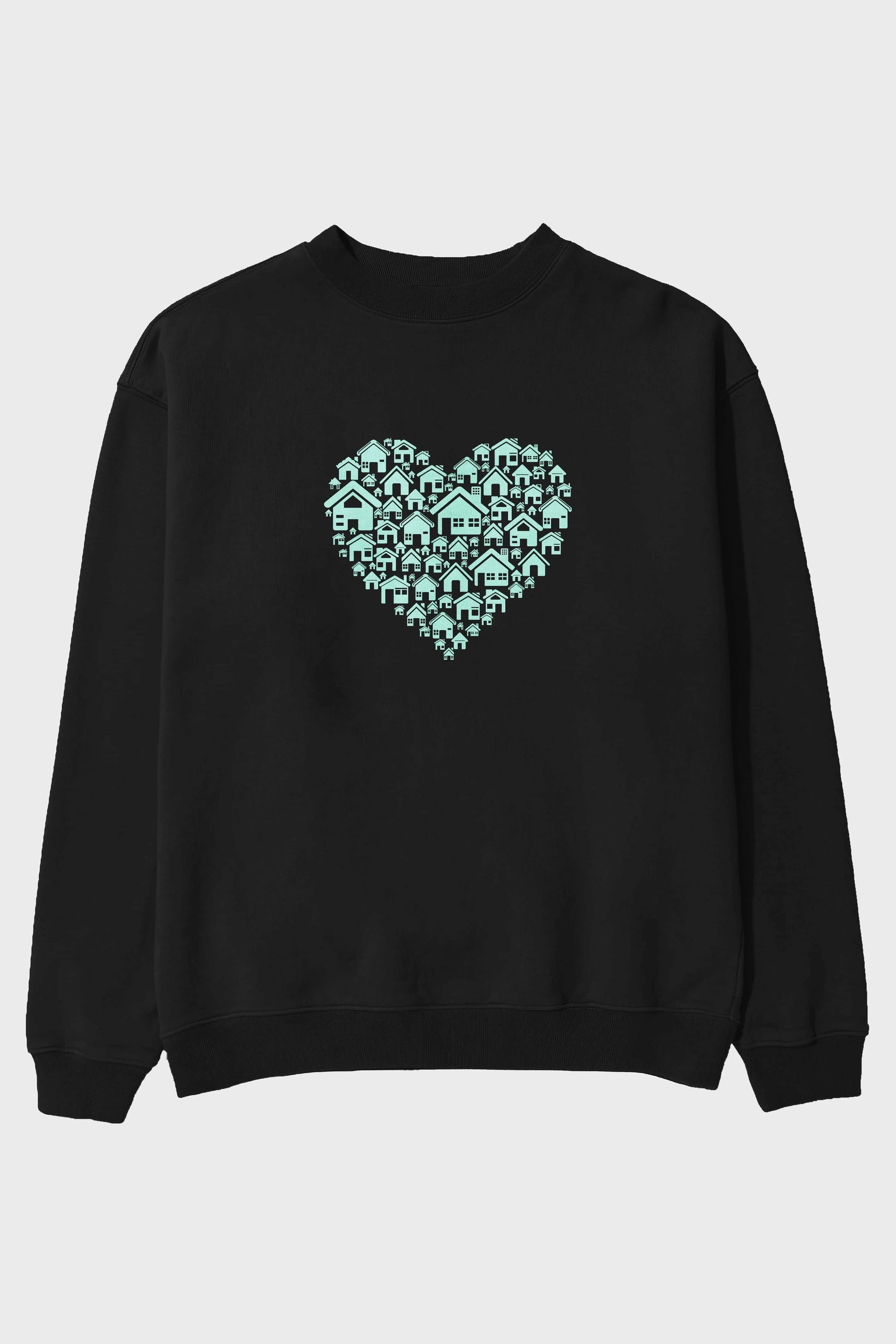 Home Heart Ön Baskılı Oversize Sweatshirt Erkek Kadın Unisex