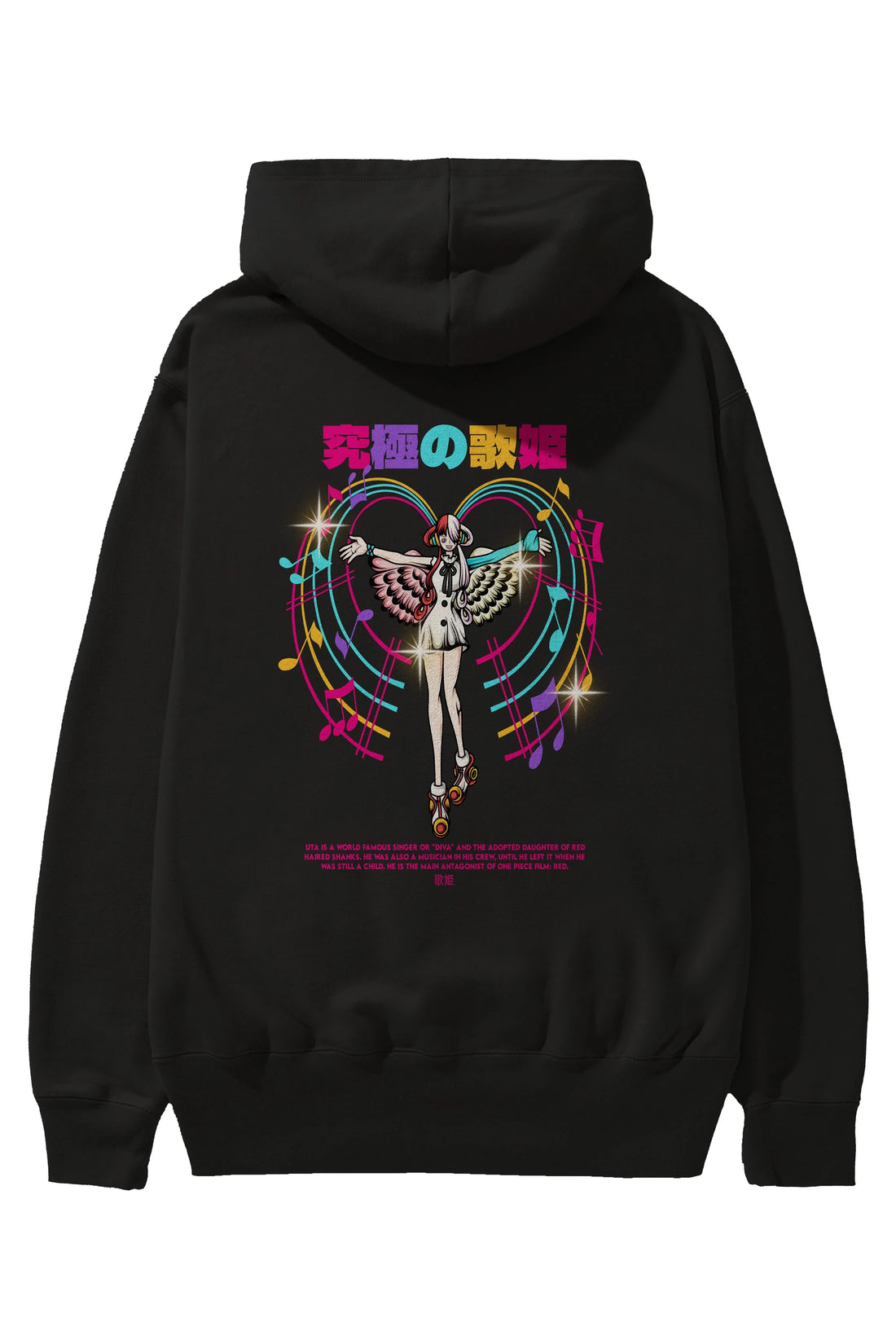 Uta Anime Arka Baskılı Hoodie Oversize Kapüşonlu Sweatshirt Erkek Kadın Unisex