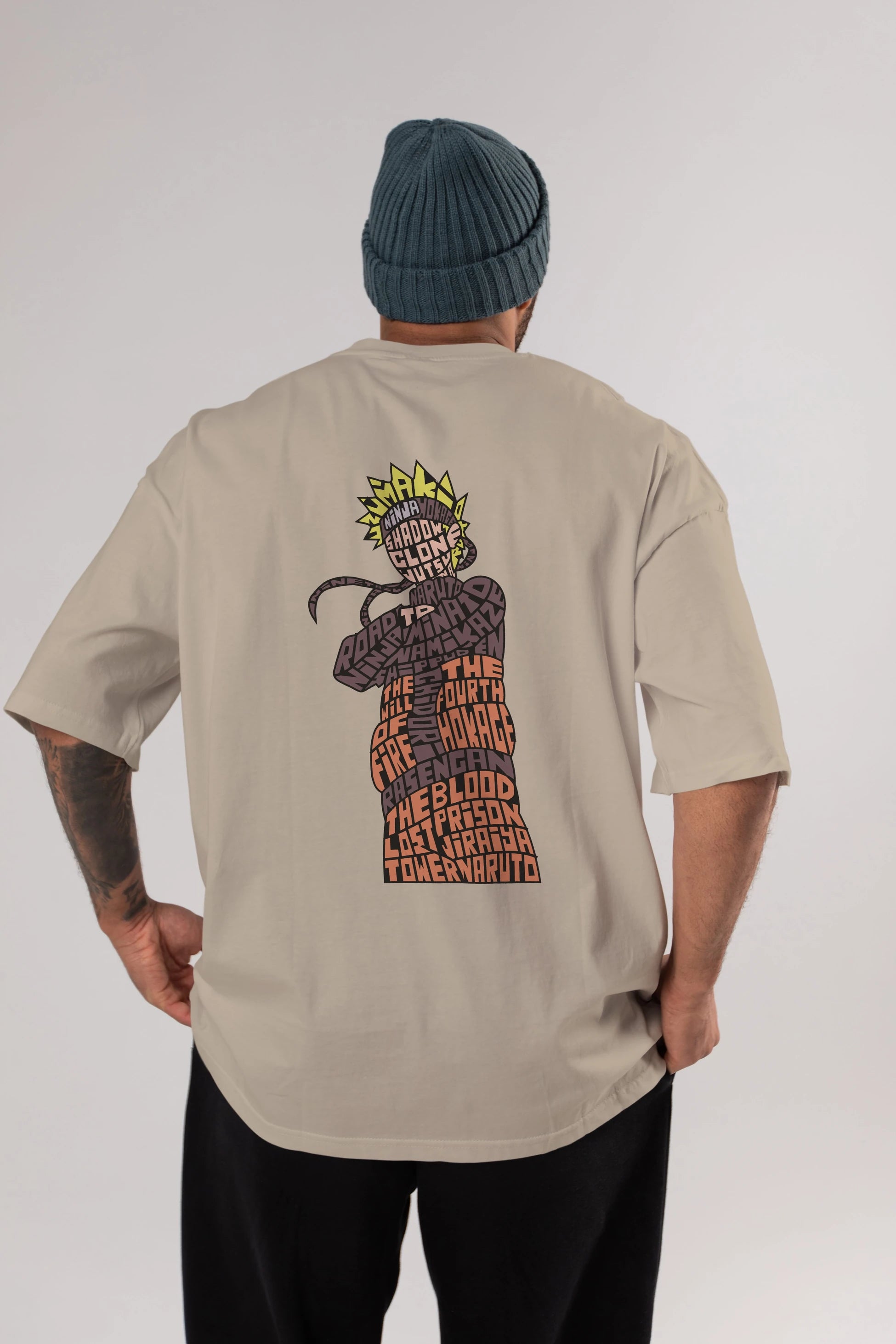 Rasengan Arka Baskılı Oversize t-shirt %100 pamuk Erkek Kadın Unisex