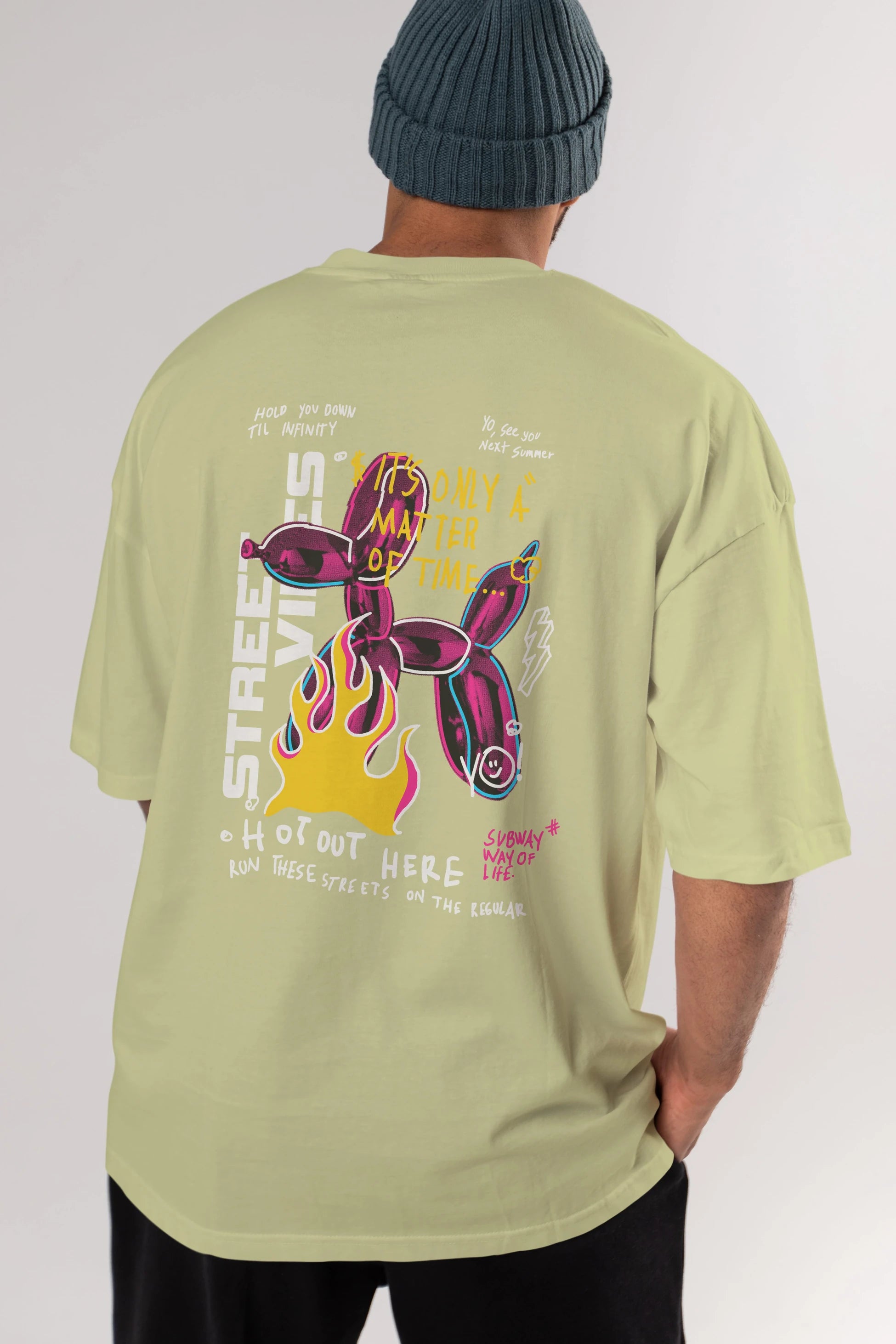 Street Vibes Arka Baskılı Oversize t-shirt Erkek Kadın Unisex