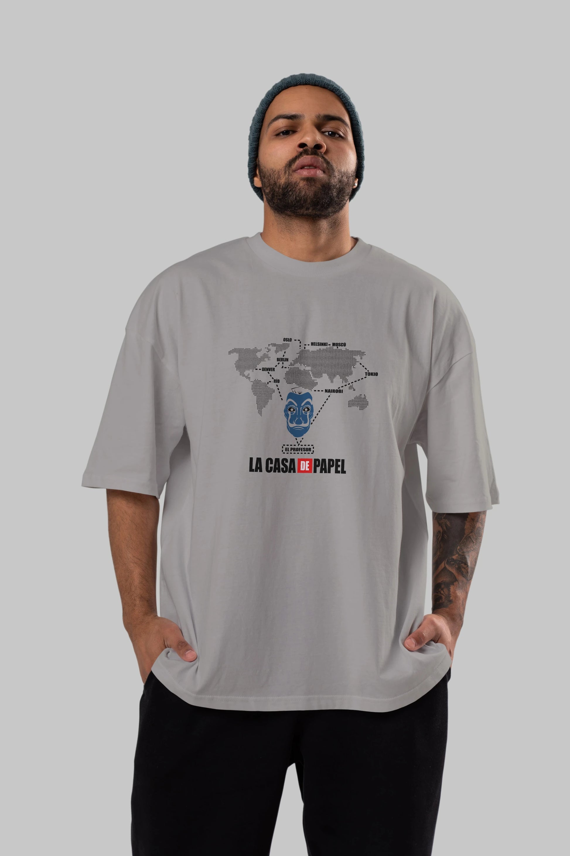 La Casa De Papel Ön Baskılı Oversize t-shirt Erkek Kadın Unisex %100 Pamuk Bisiklet Yaka tişort