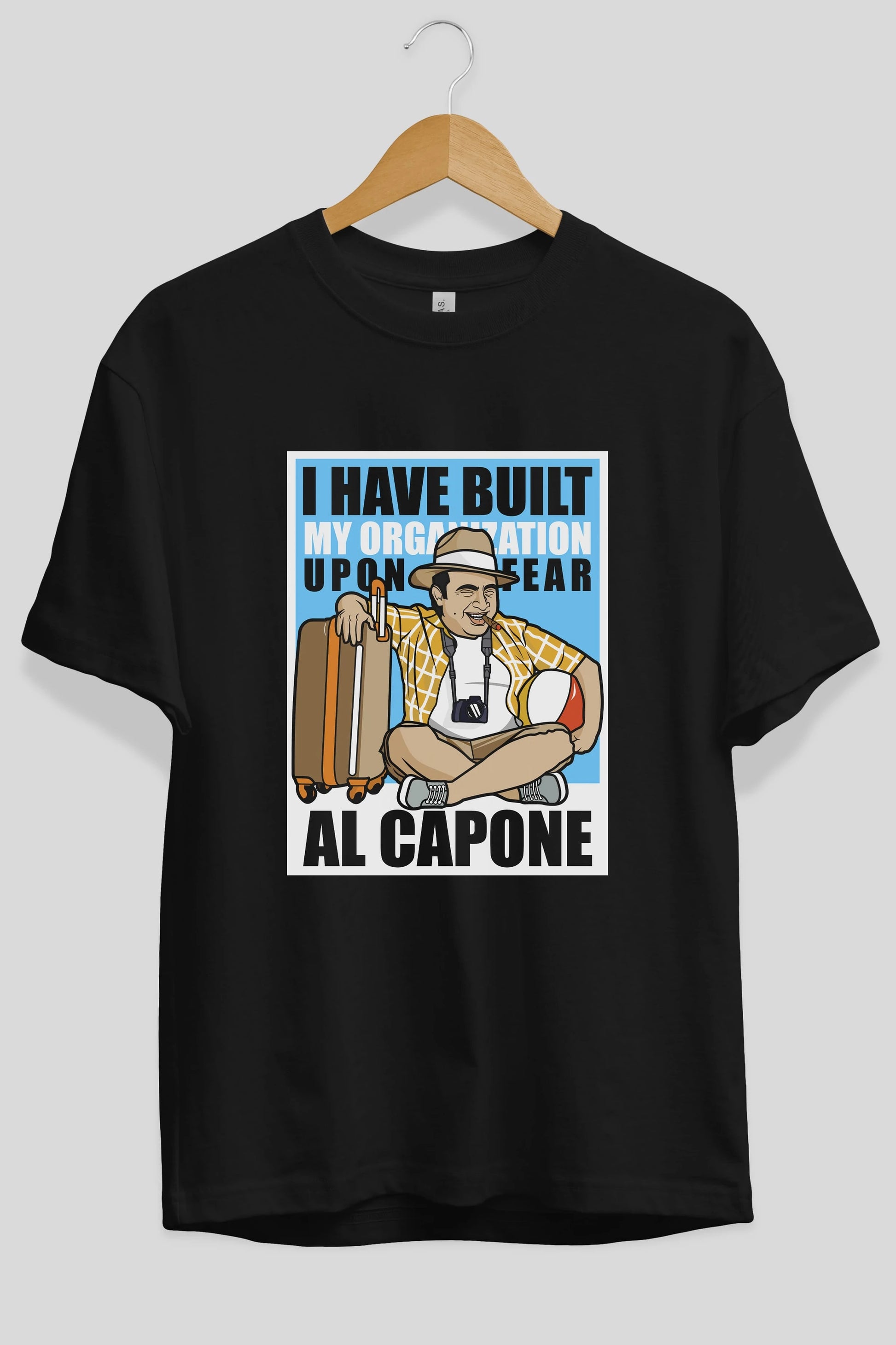 Al Capone Holiday Ön Baskılı Oversize t-shirt Erkek Kadın Unisex %100 Pamuk tişort