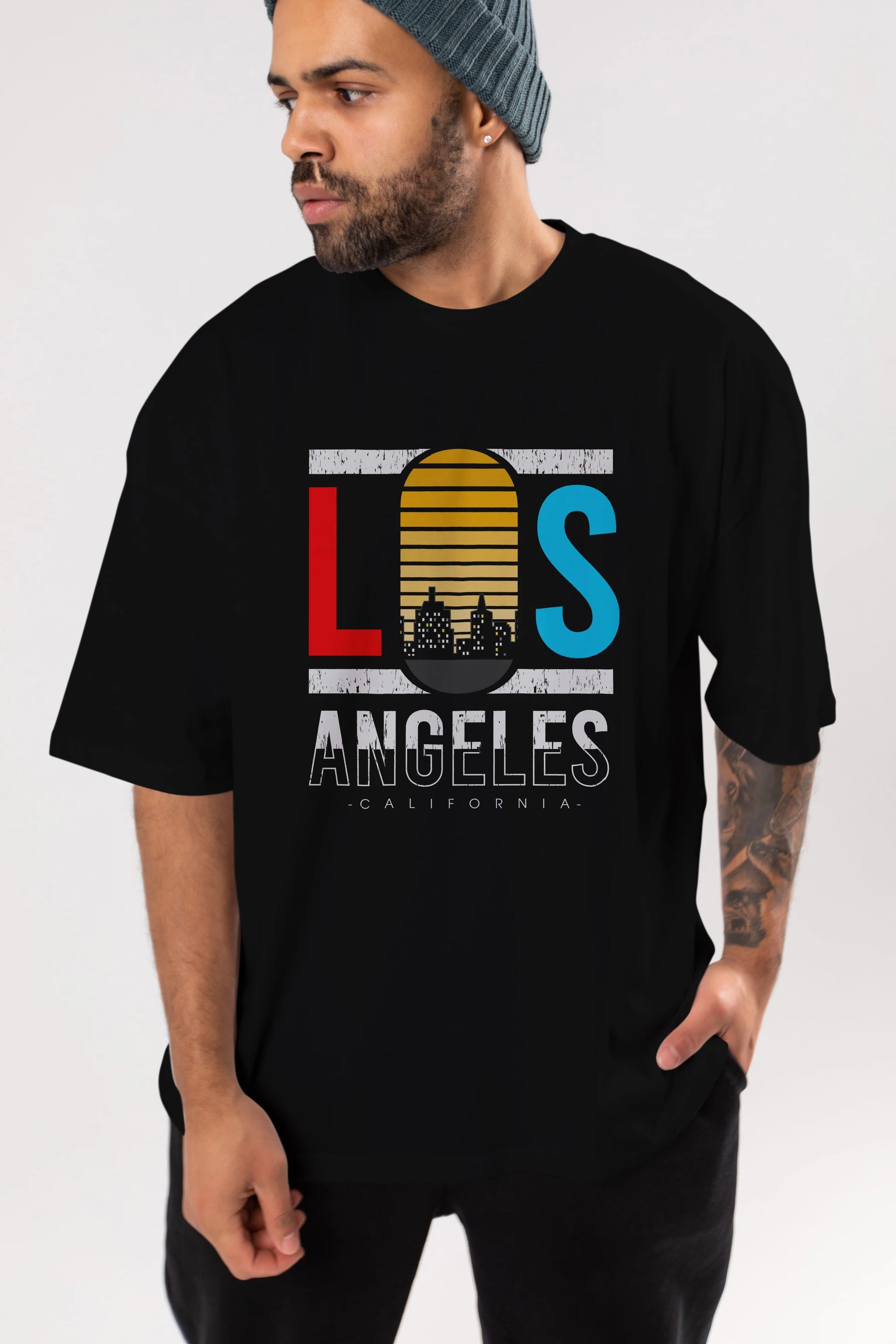 Los Angeles Ön Baskılı Oversize t-shirt Erkek Kadın Unisex
