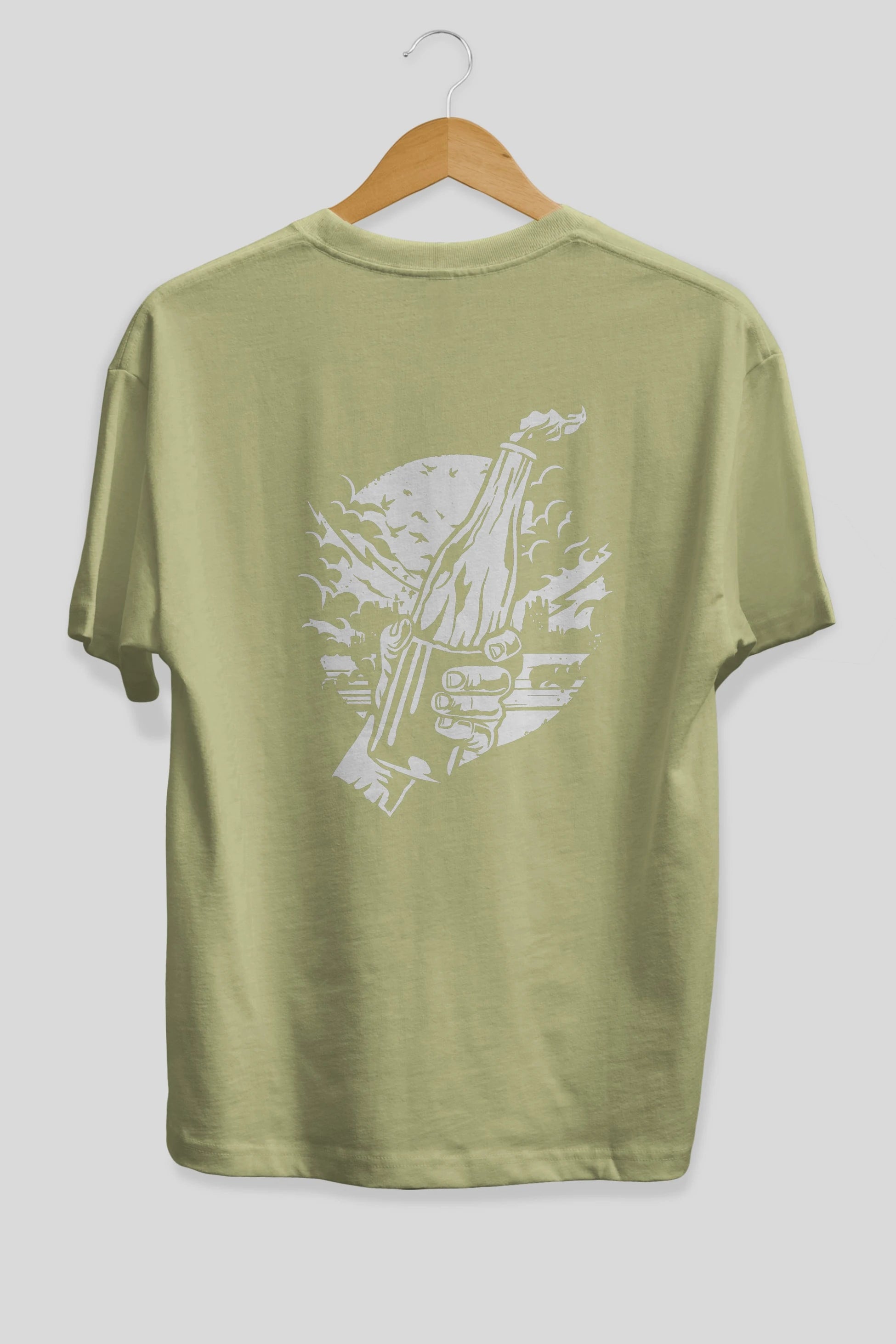 Molotov Cocktail Arka Baskılı Oversize t-shirt Erkek Kadın Unisex %100 Pamuk