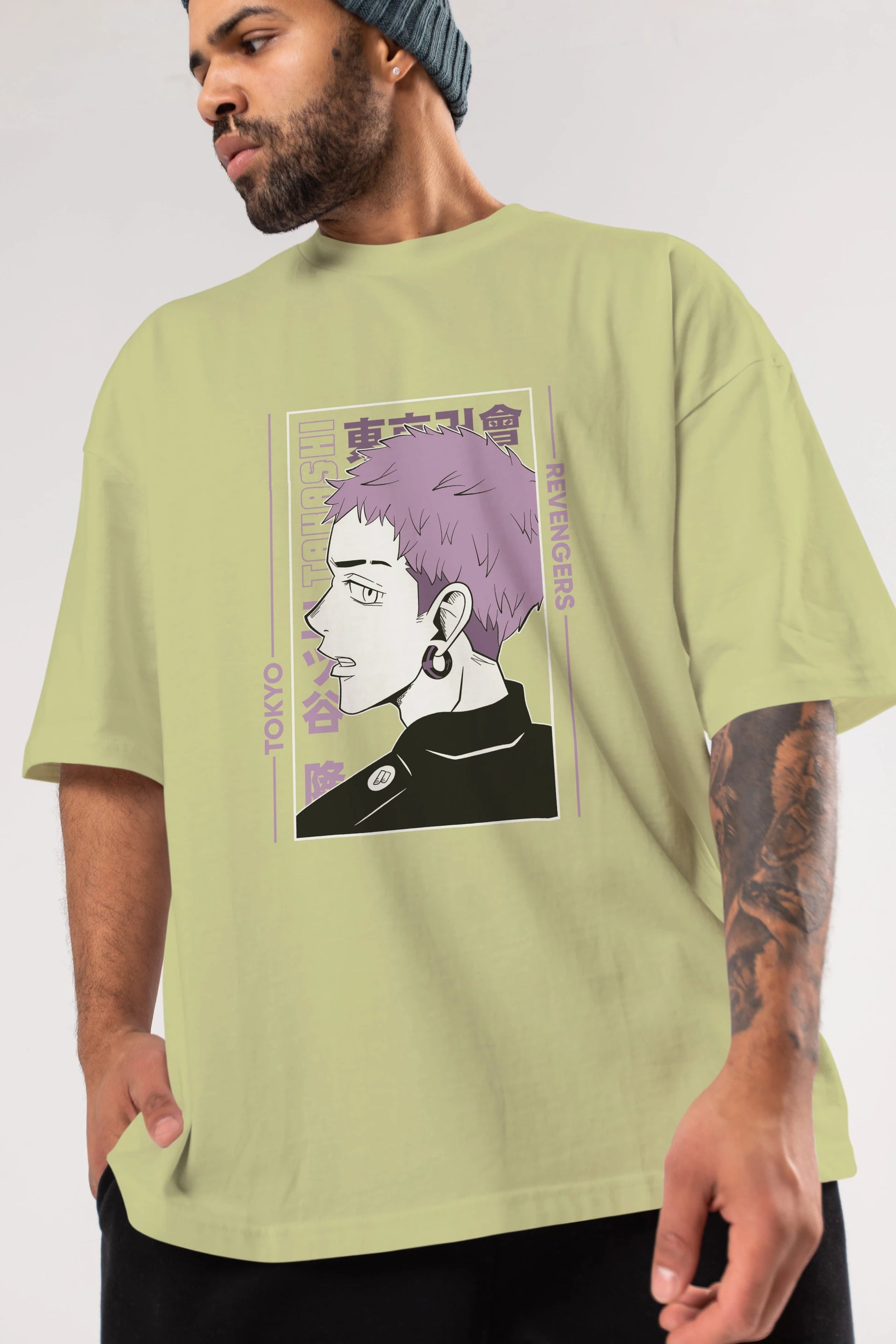 Takashi Mitsuya Anime Ön Baskılı Oversize t-shirt %100 pamuk Erkek Kadın Unisex