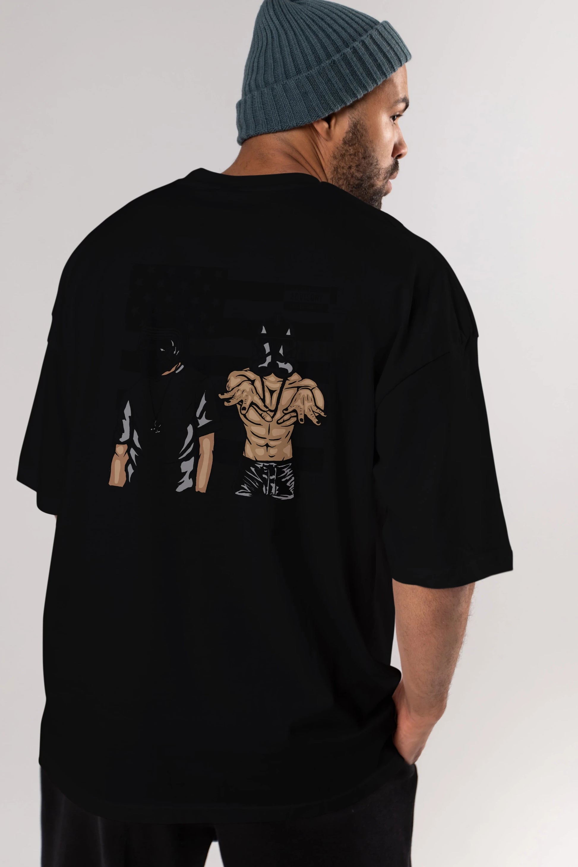 Darkonia Arka Baskılı Oversize t-shirt Erkek Kadın Unisex %100 Pamuk