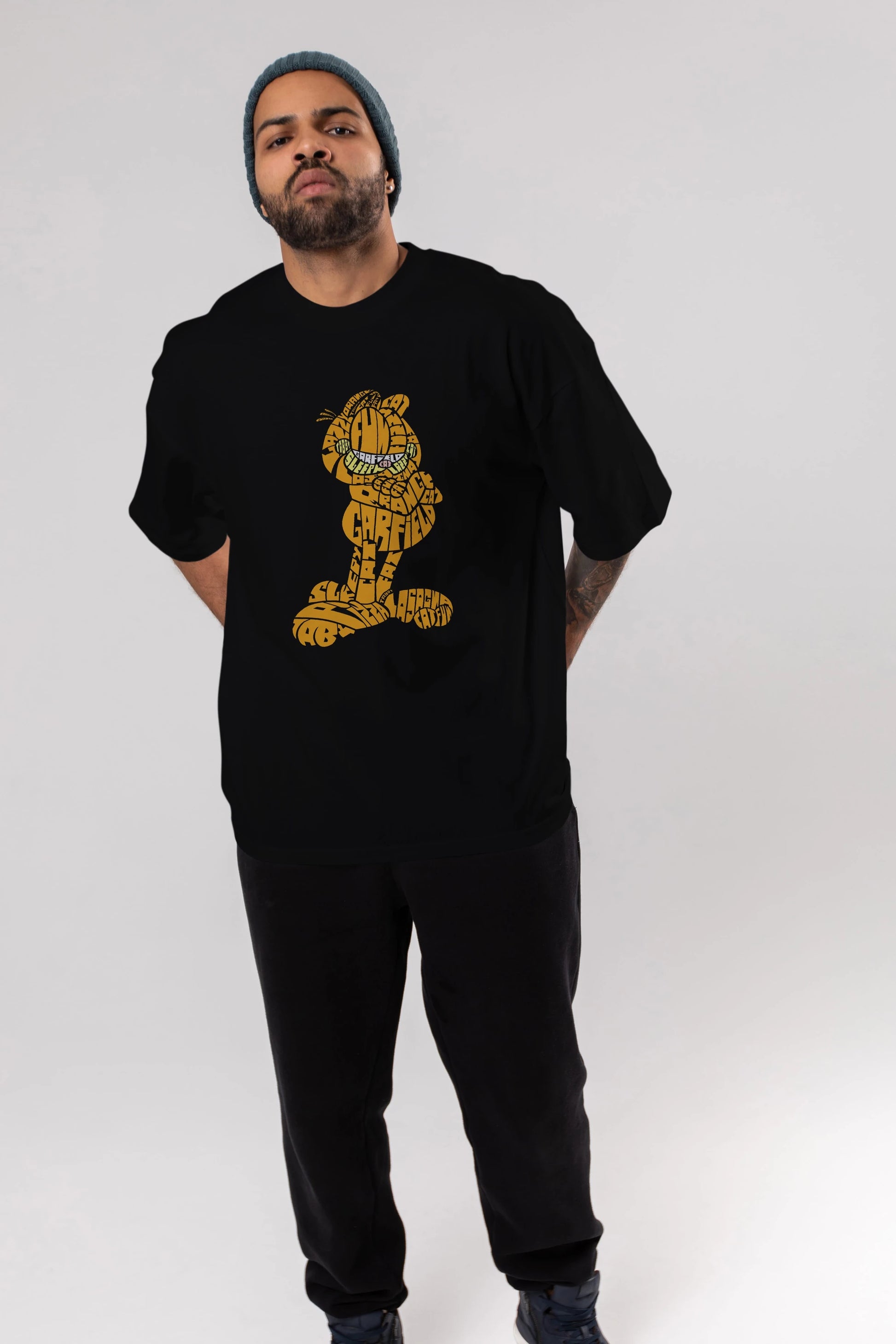 Garfield Ön Baskılı Oversize t-shirt %100 pamuk Erkek Kadın Unisex