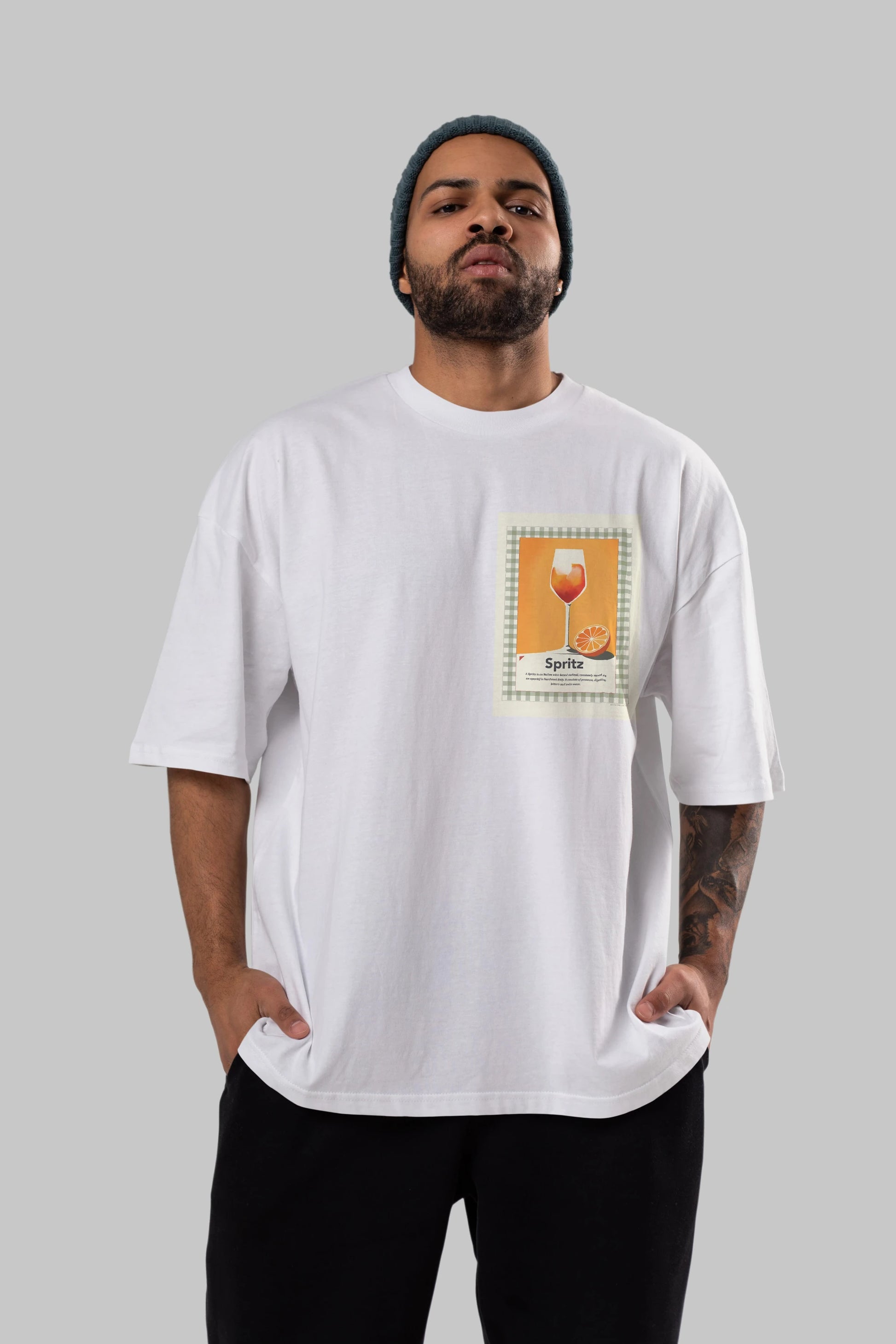 Aperol Spritz 5 Ön Sol Baskılı Oversize t-shirt Erkek Kadın Unisex %100 Pamuk Bisiklet Yaka tişort