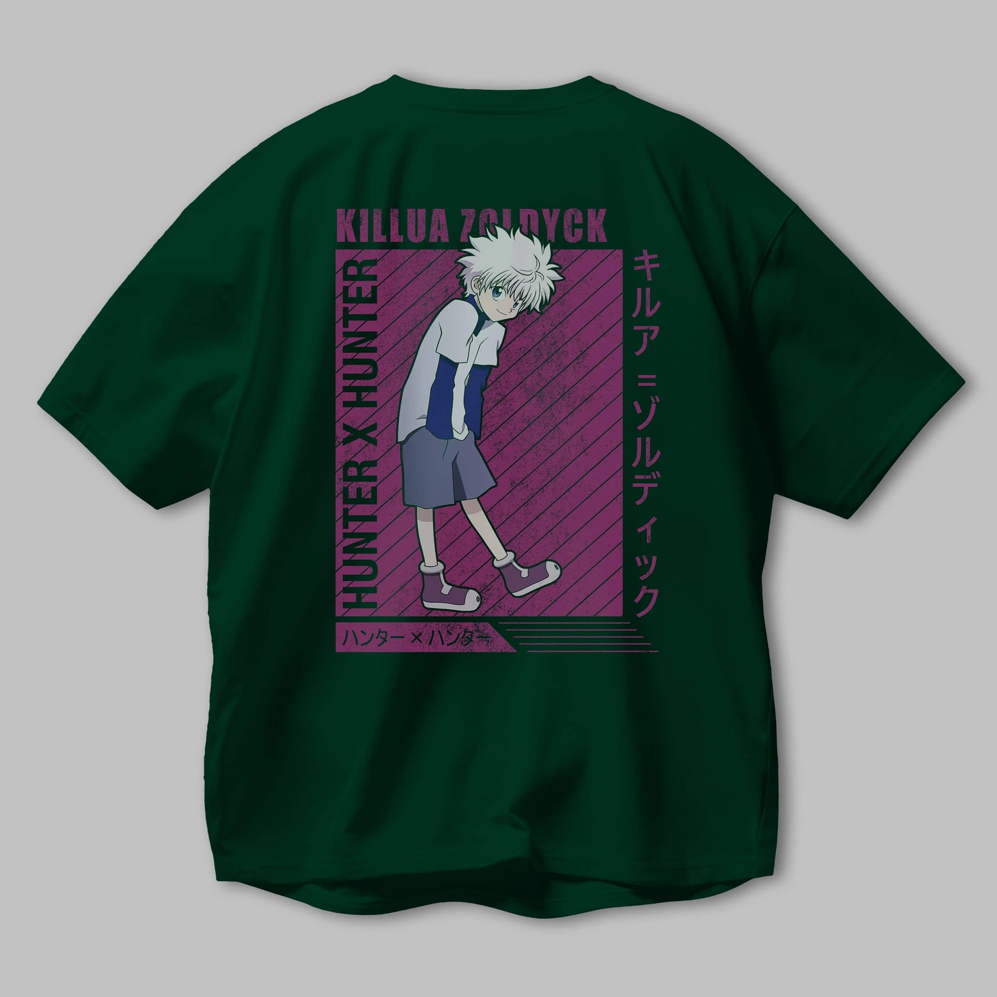 Killua Zoldyck 3 1 Anime Arka Baskılı Oversize t-shirt Erkek Kadın Unisex