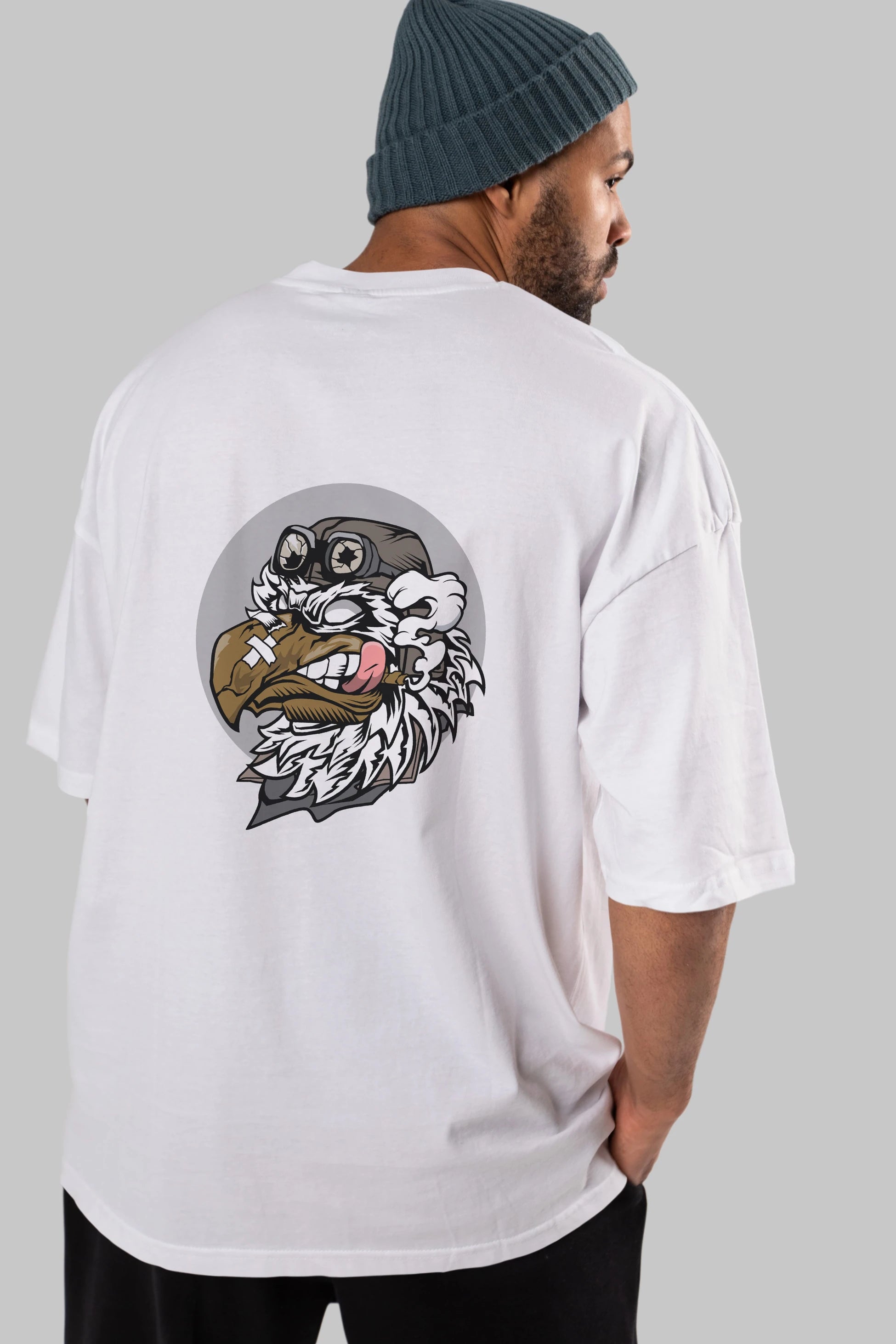 Bird Pilot Arka Baskılı Oversize t-shirt Erkek Kadın Unisex %100 Pamuk tişort