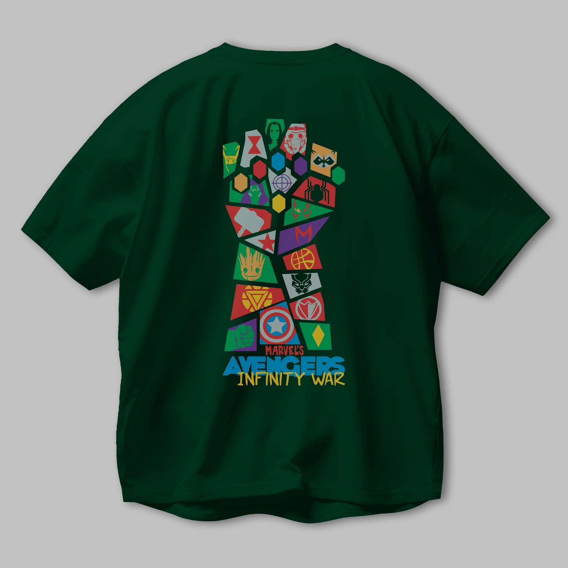 The Avengers Arka Baskılı Oversize t-shirt Erkek Kadın Unisex %100 Pamuk Bisiklet Yaka tişort