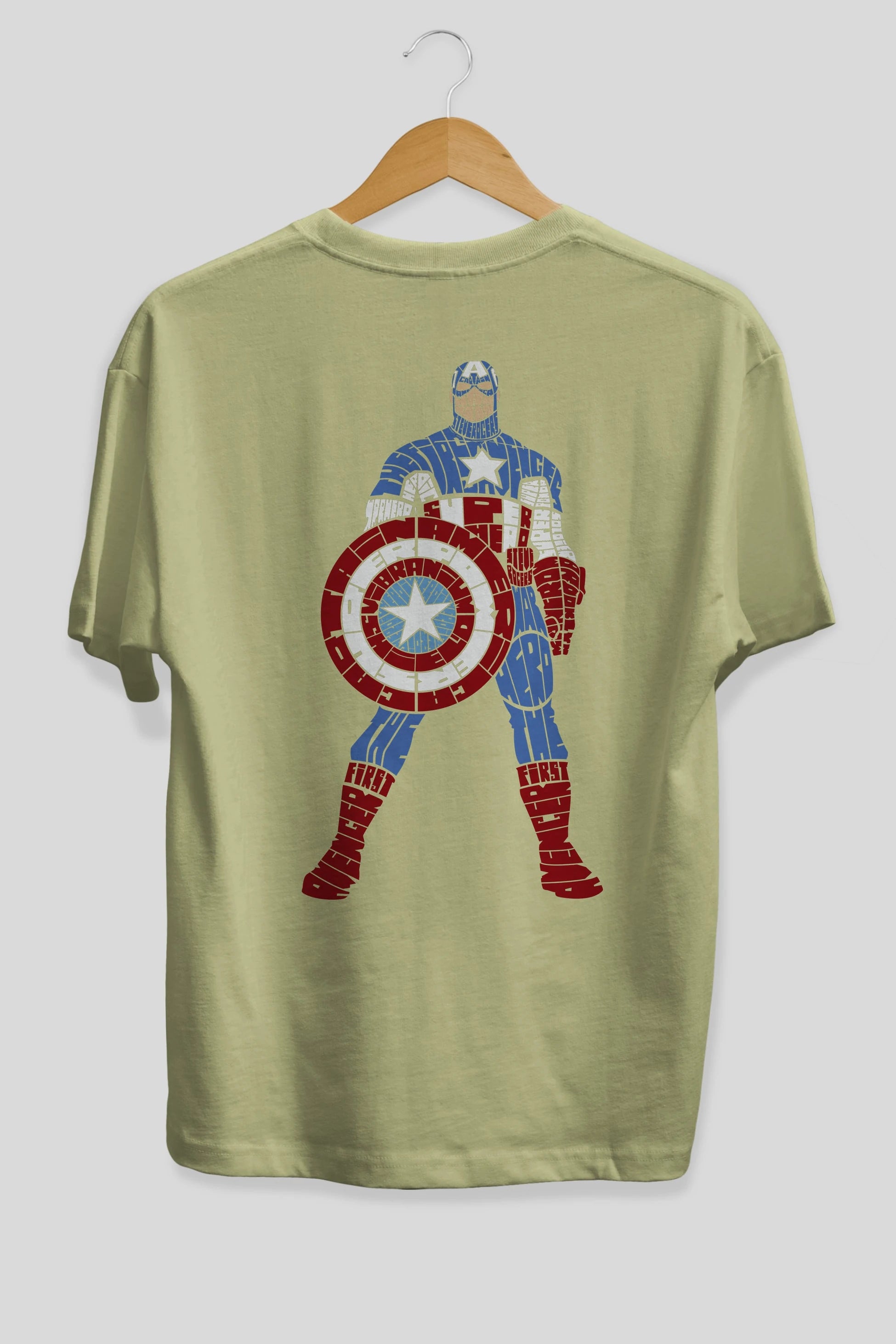 Captain America Arka Baskılı Oversize t-shirt %100 pamuk Erkek Kadın Unisex