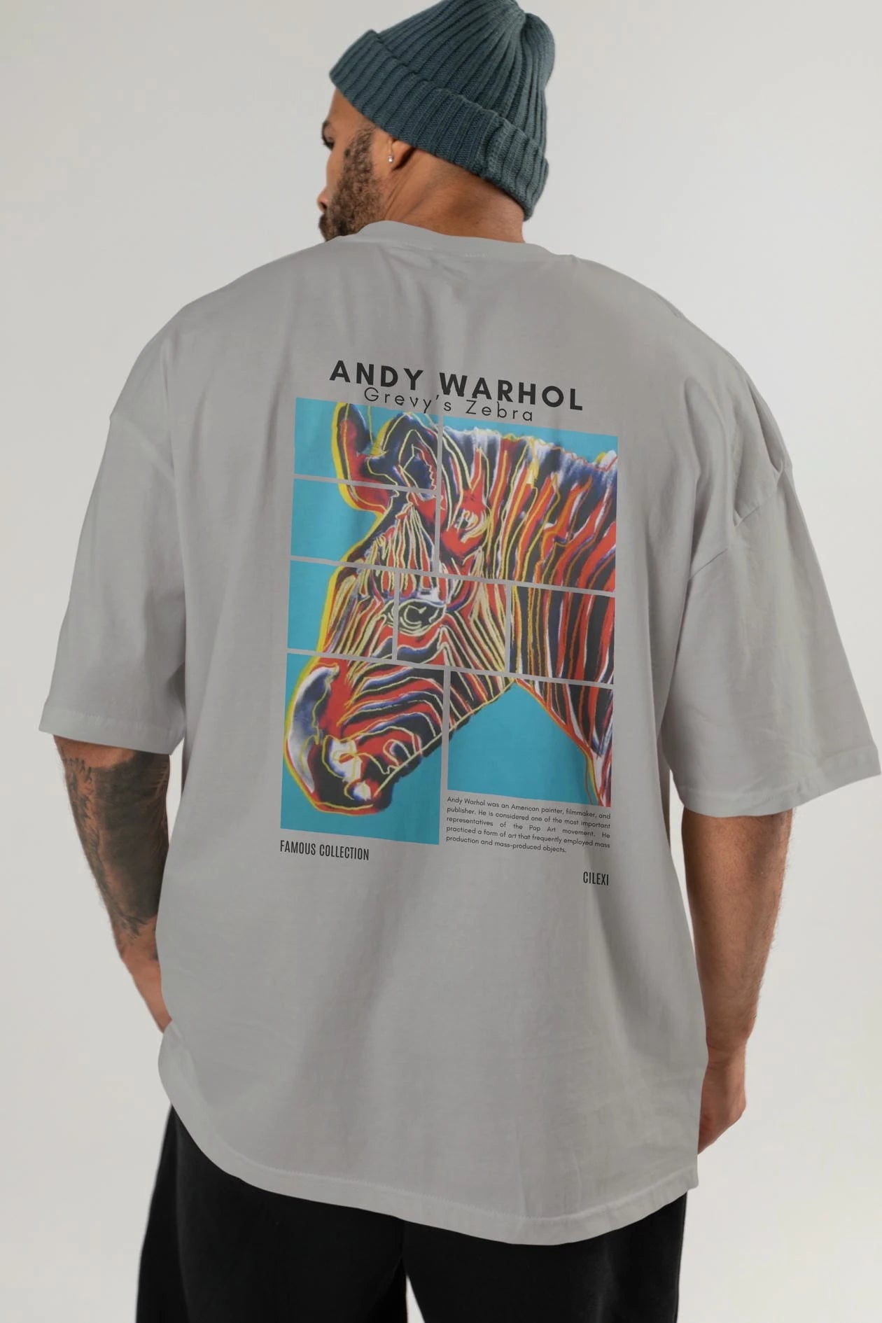 Andy Warhol Arka Baskılı Oversize t-shirt Erkek Kadın Bisiklet Yaka Pamuk tişort
