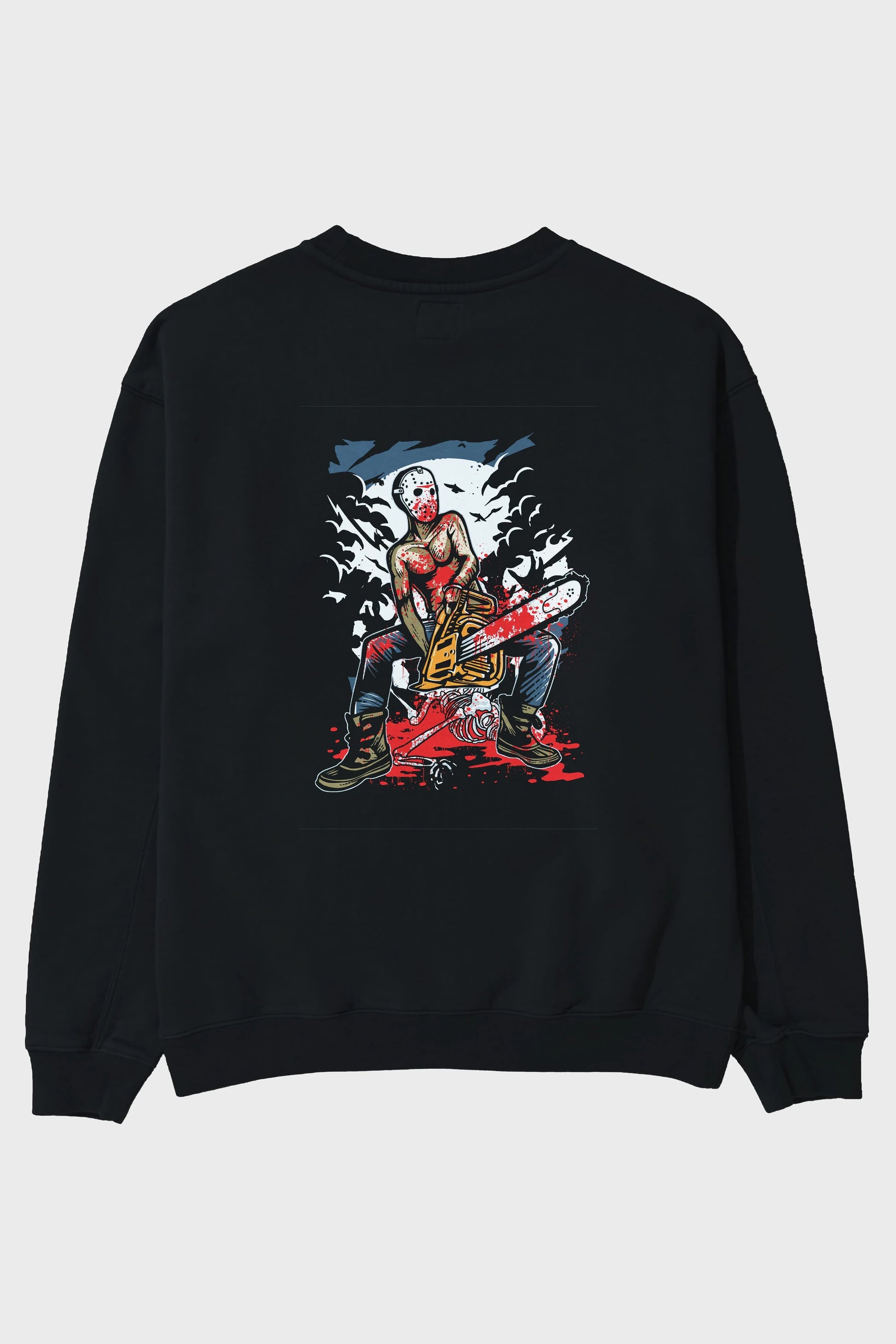 Chainsaw Killer Arka Baskılı Oversize Sweatshirt Erkek Kadın Unisex