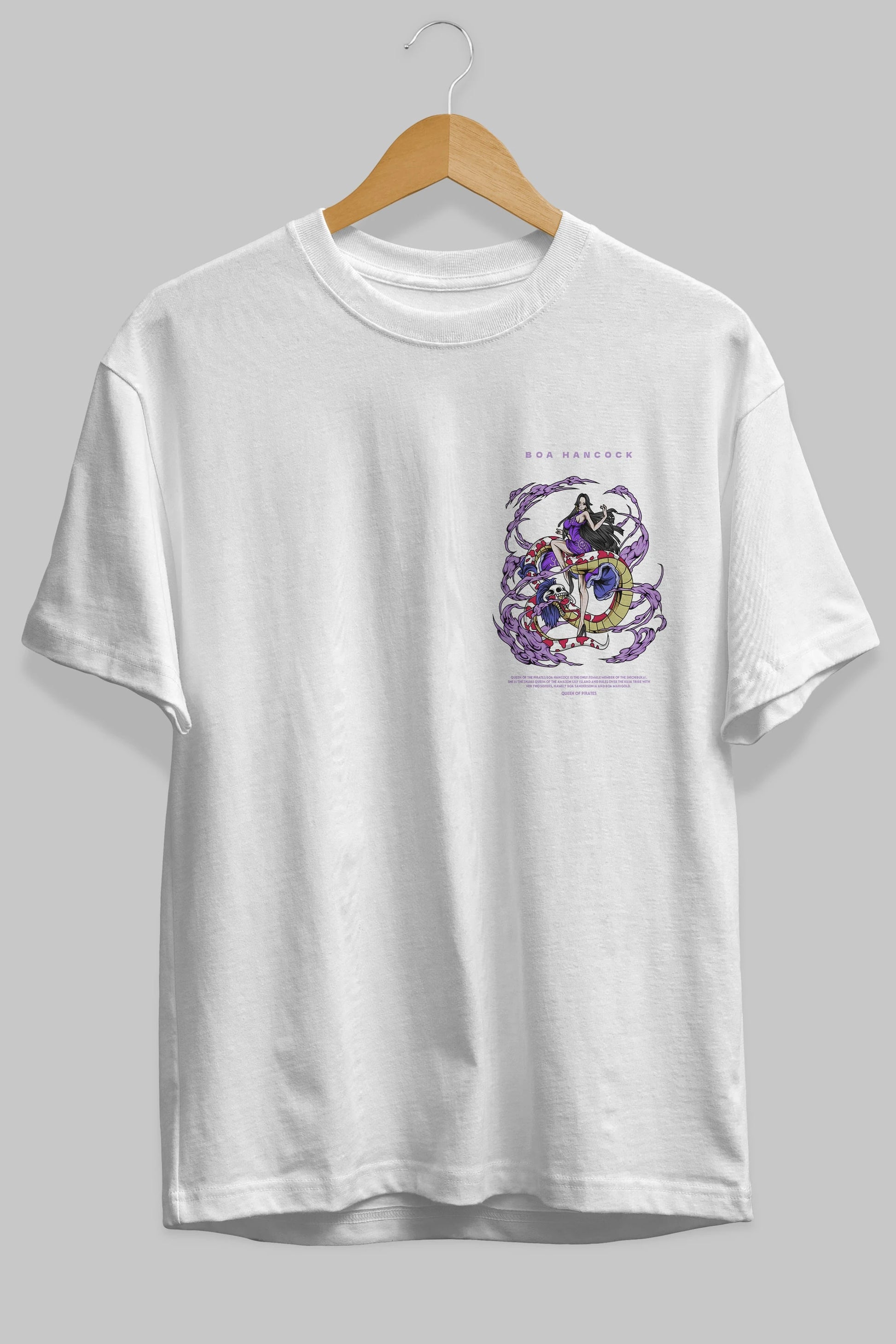 Boa Hancock Ön Sol Baskılı Oversize t-shirt Erkek Kadın Unisex %100 Pamuk Bisiklet Yaka tişort