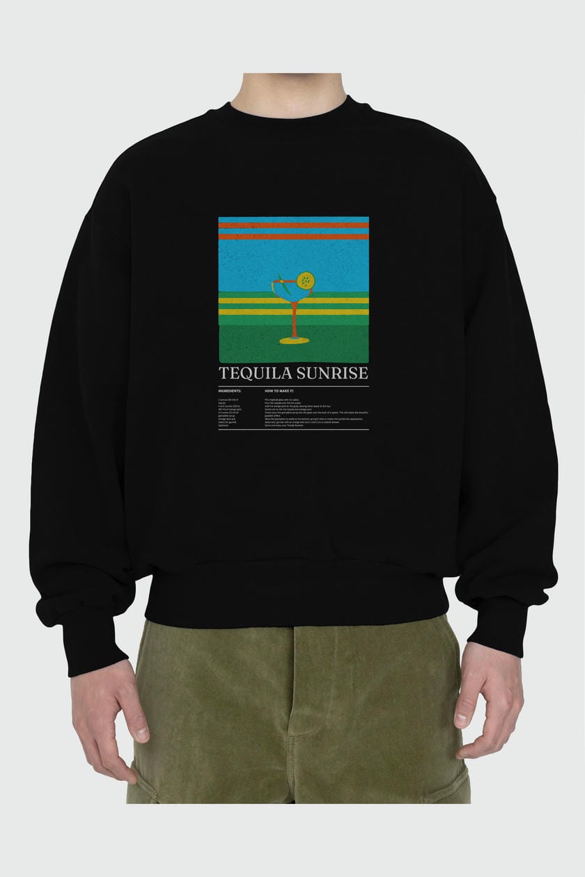 Tequila Sunrise ön Baskılı Oversize Sweatshirt Erkek Kadın Unisex