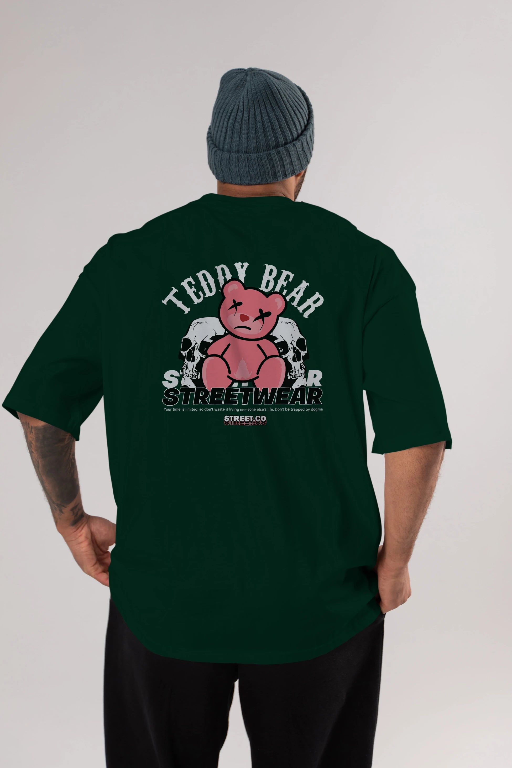 Teddy Bear Streetwear 2 Arka Baskılı Oversize t-shirt Erkek Kadın Unisex