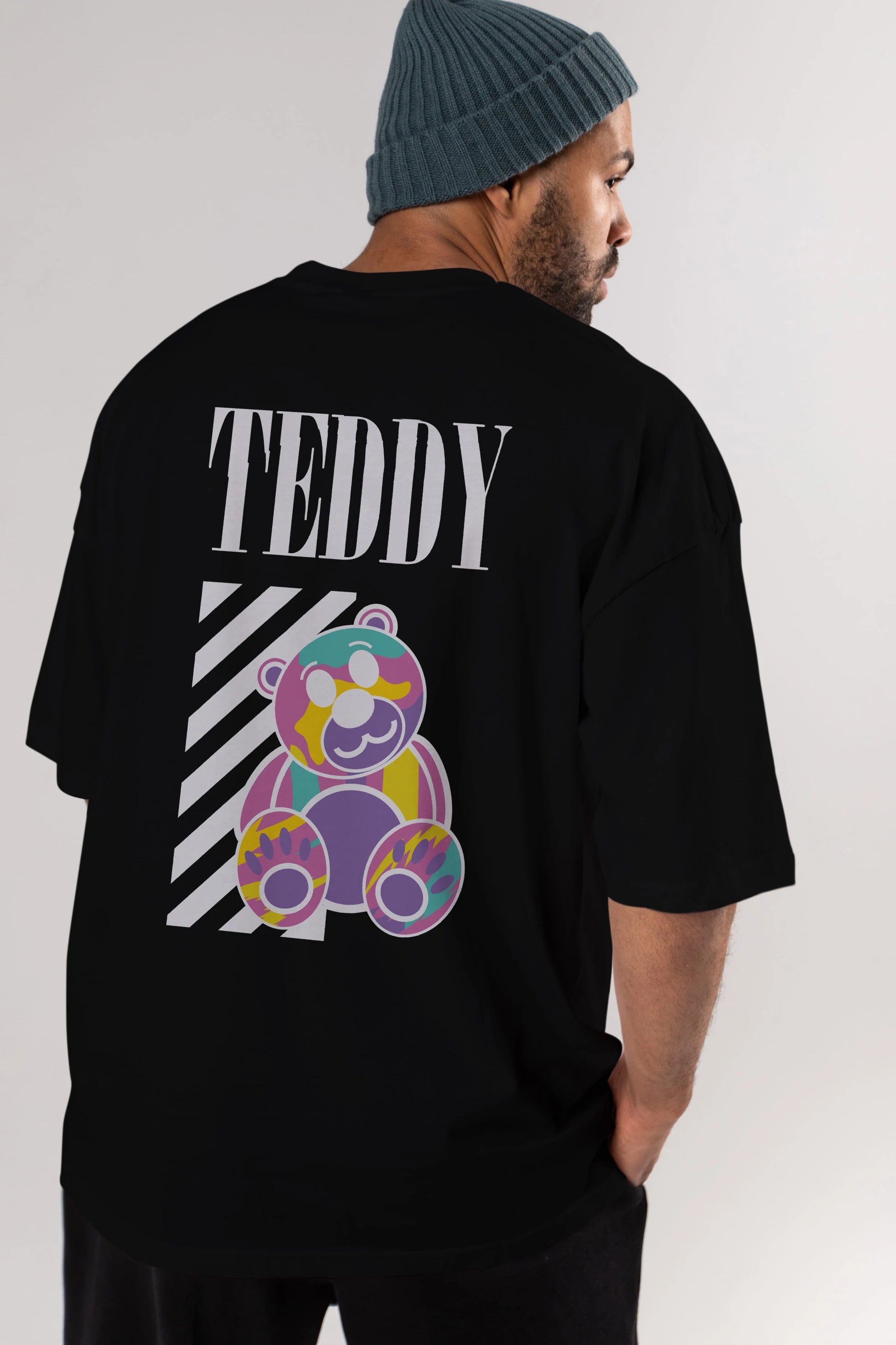 Teddy Bear 2 Arka Baskılı Oversize t-shirt Erkek Kadın Unisex