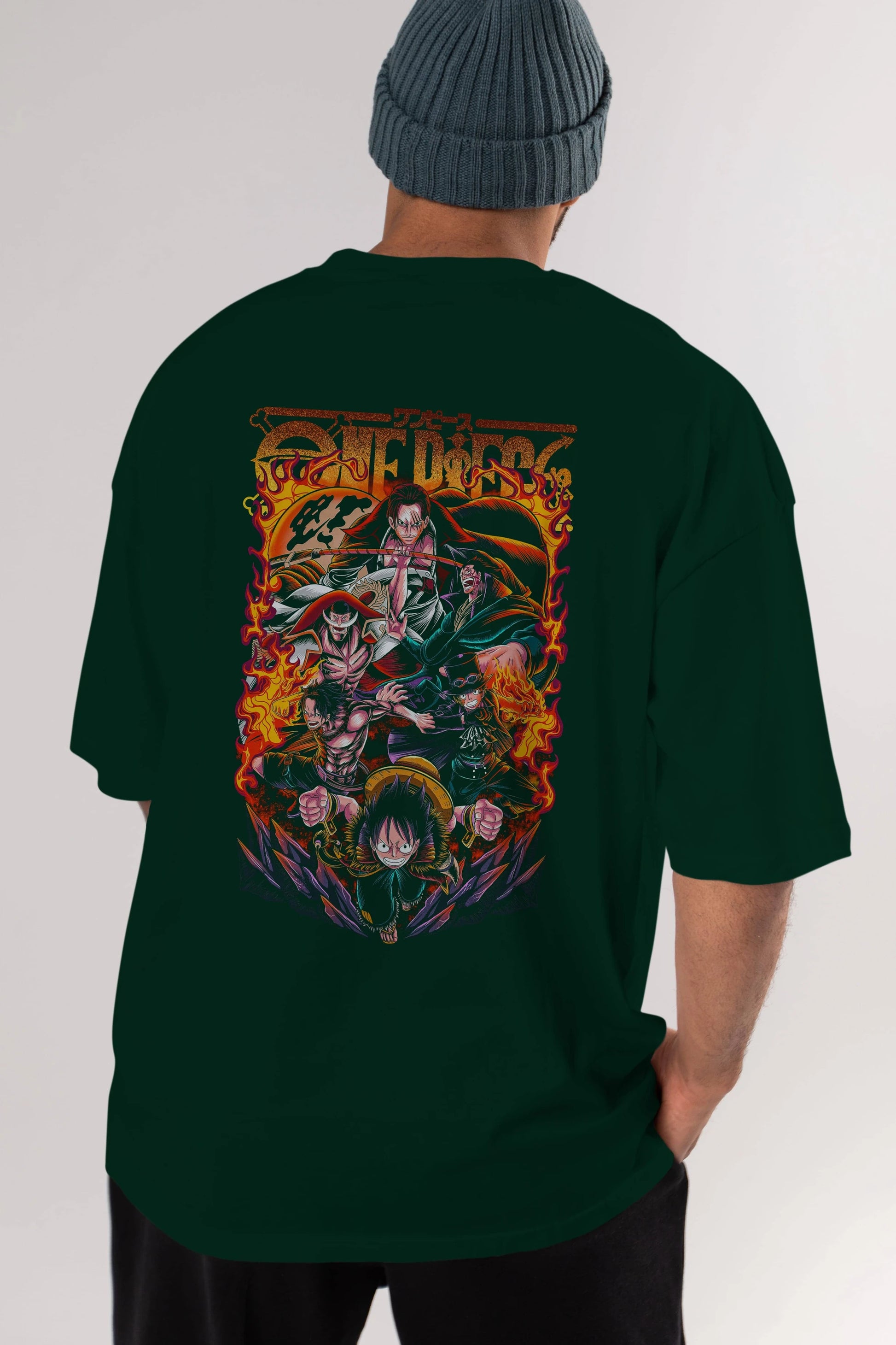 ONE PIECE (3) Anime Arka Baskılı Oversize t-shirt Erkek Kadın Unisex