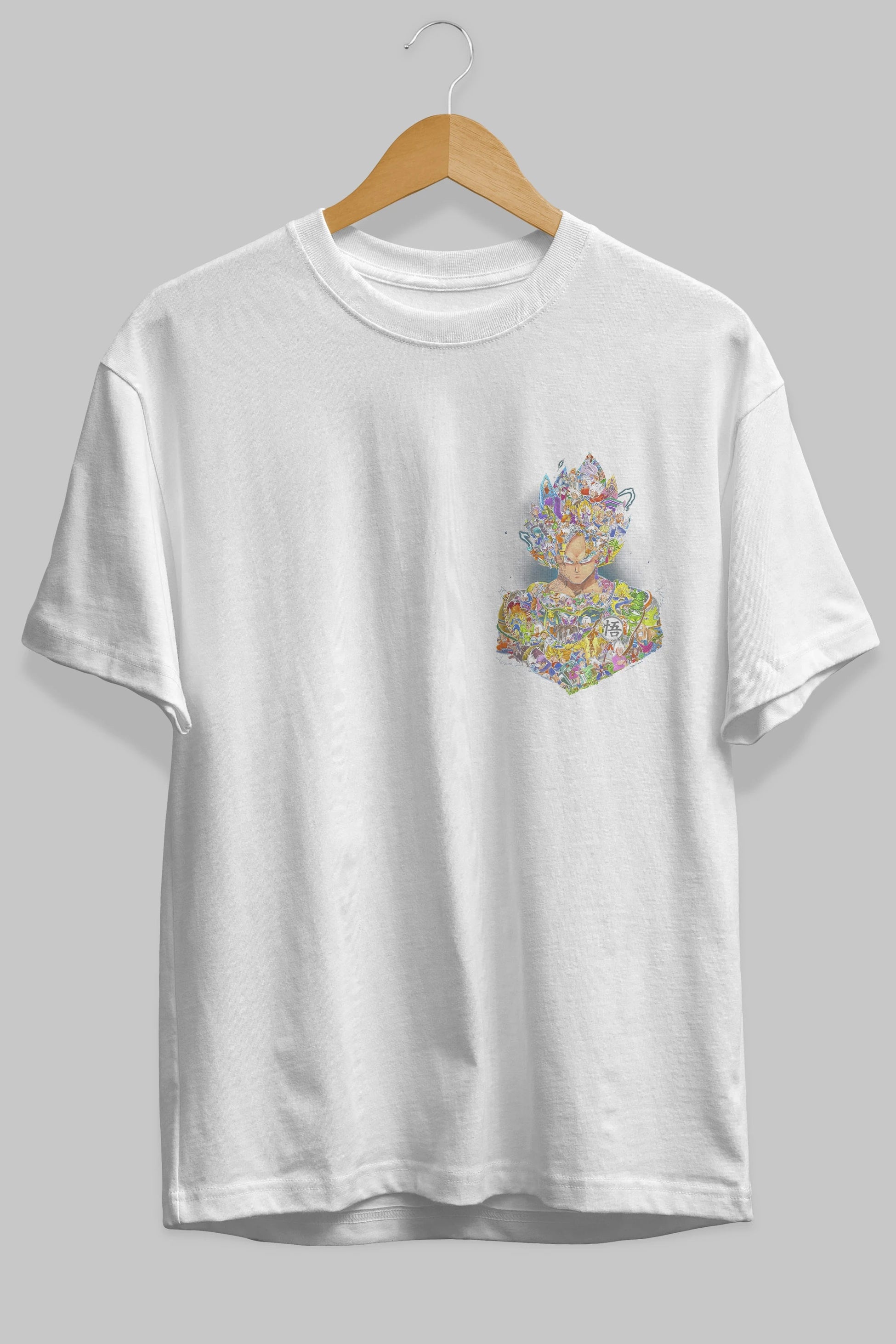 DRAGON BALL ART Ön Sol Baskılı Oversize t-shirt Erkek Kadın Unisex %100 Pamuk Bisiklet Yaka tişort