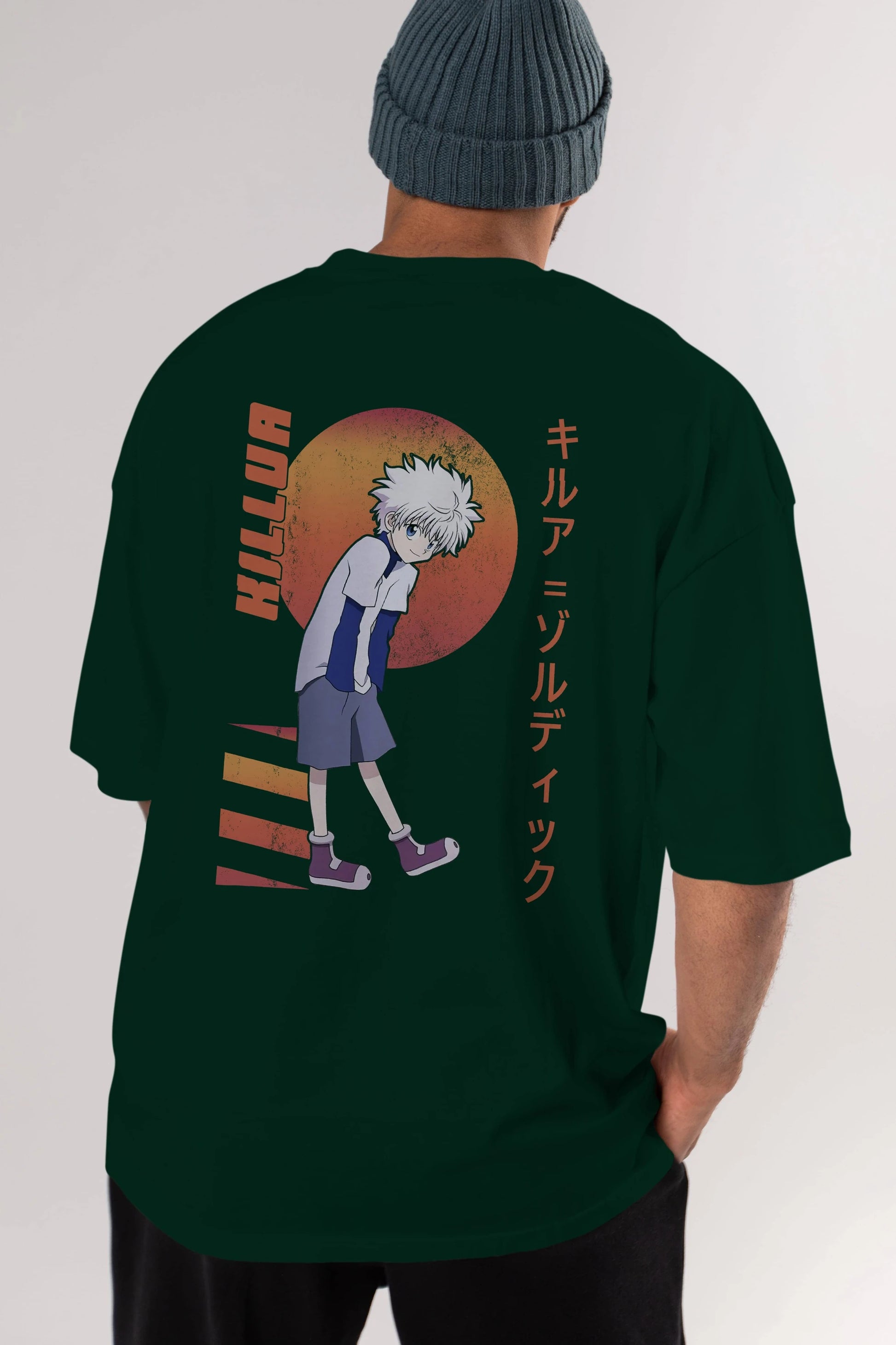 Killua Zoldyck 5 2 Anime Arka Baskılı Oversize t-shirt Erkek Kadın Unisex