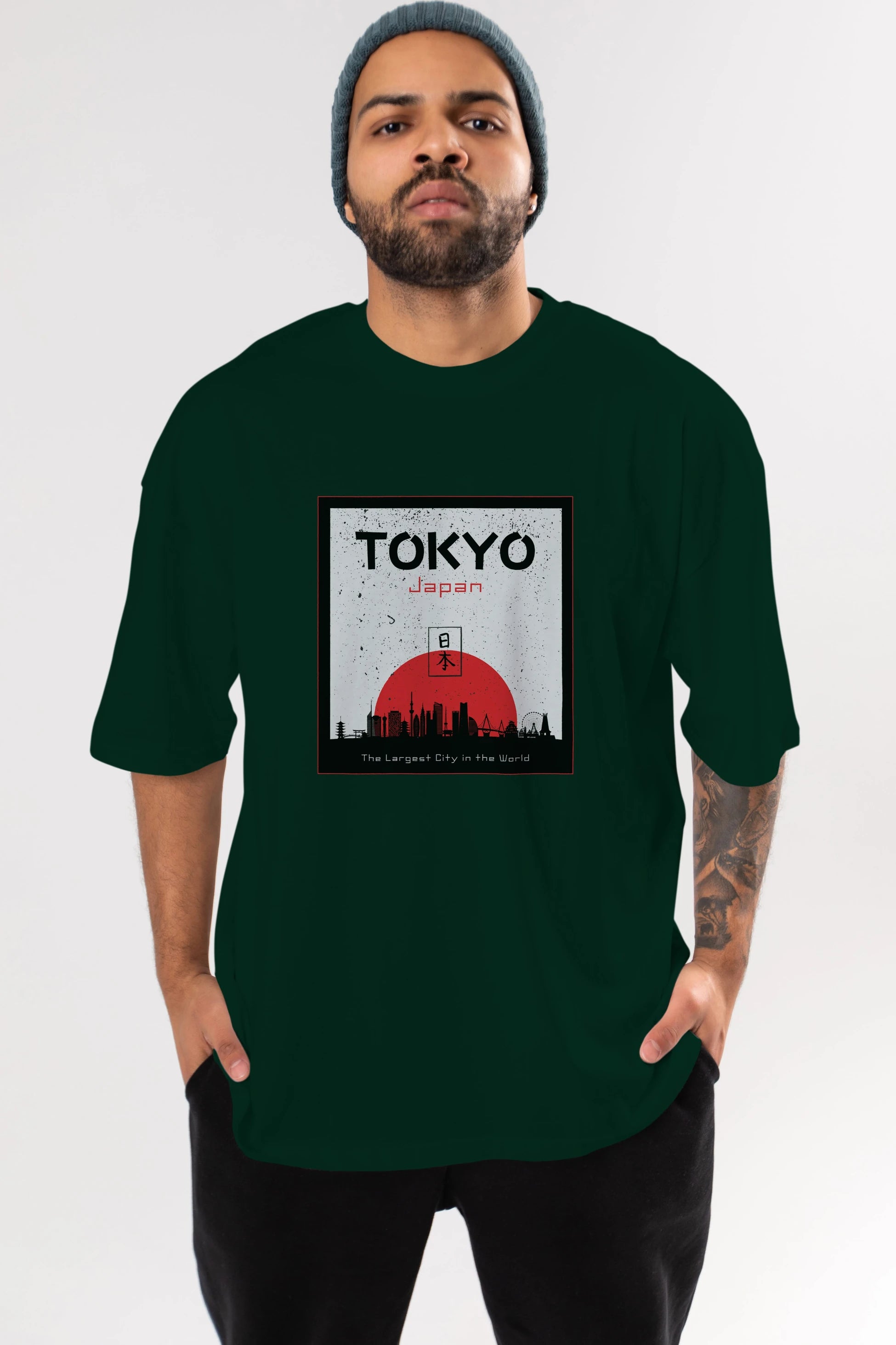 Tokyo Japan Yazılı Ön Baskılı Oversize t-shirt Erkek Kadın Unisex