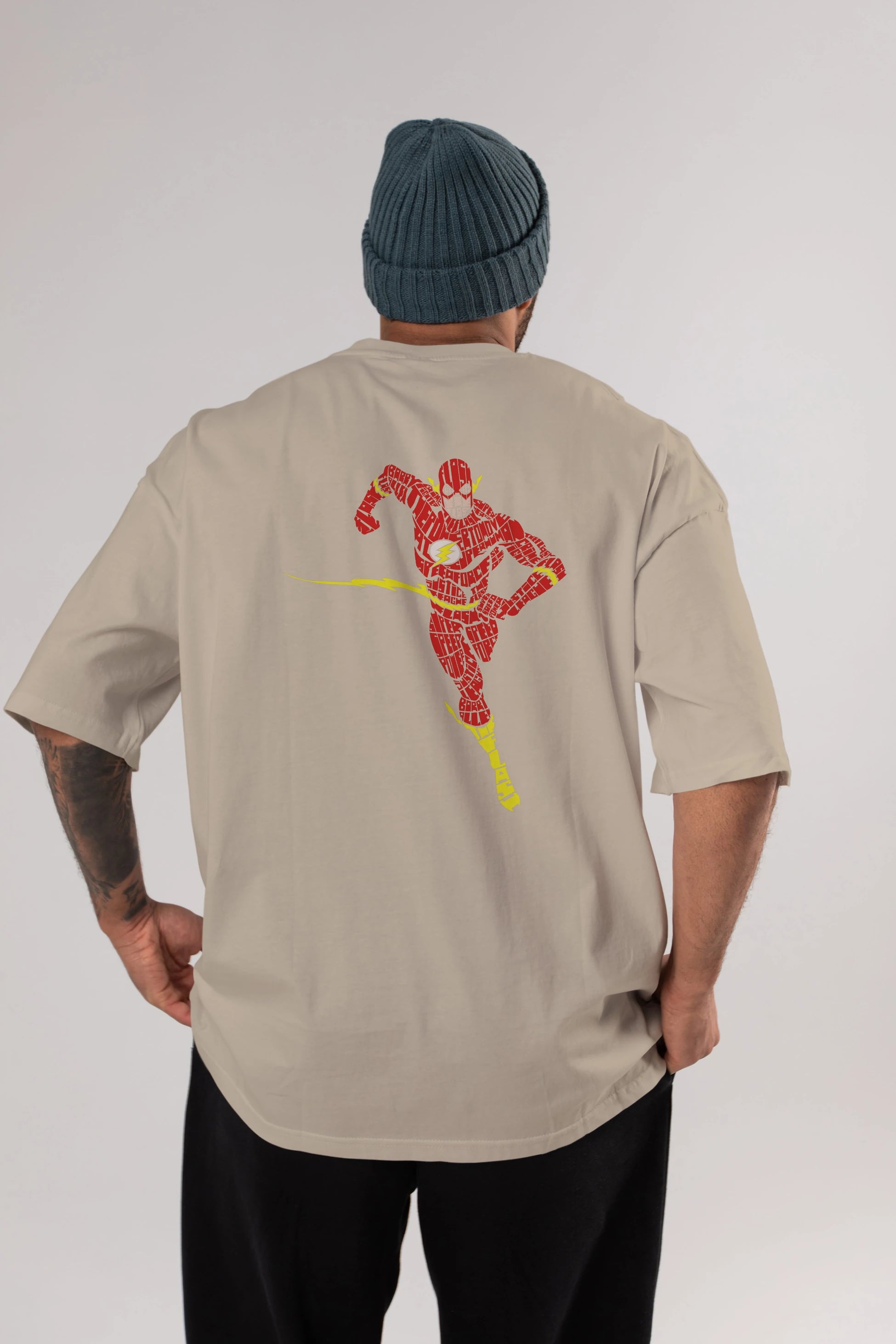 The Flash Arka Baskılı Oversize t-shirt %100 pamuk Erkek Kadın Unisex