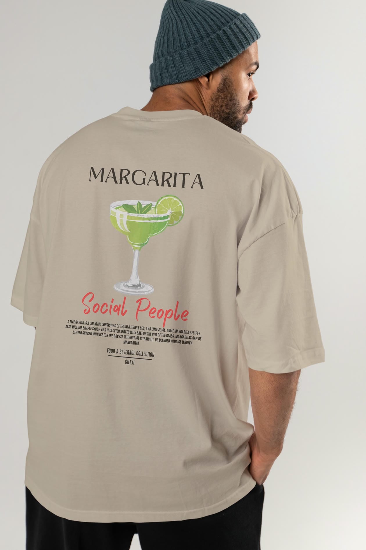 Margarita Kokteyl Serisi Baskılı Oversize t-shirt Erkek Kadın Unisex %100 Pamuk Bisiklet Yaka tişort