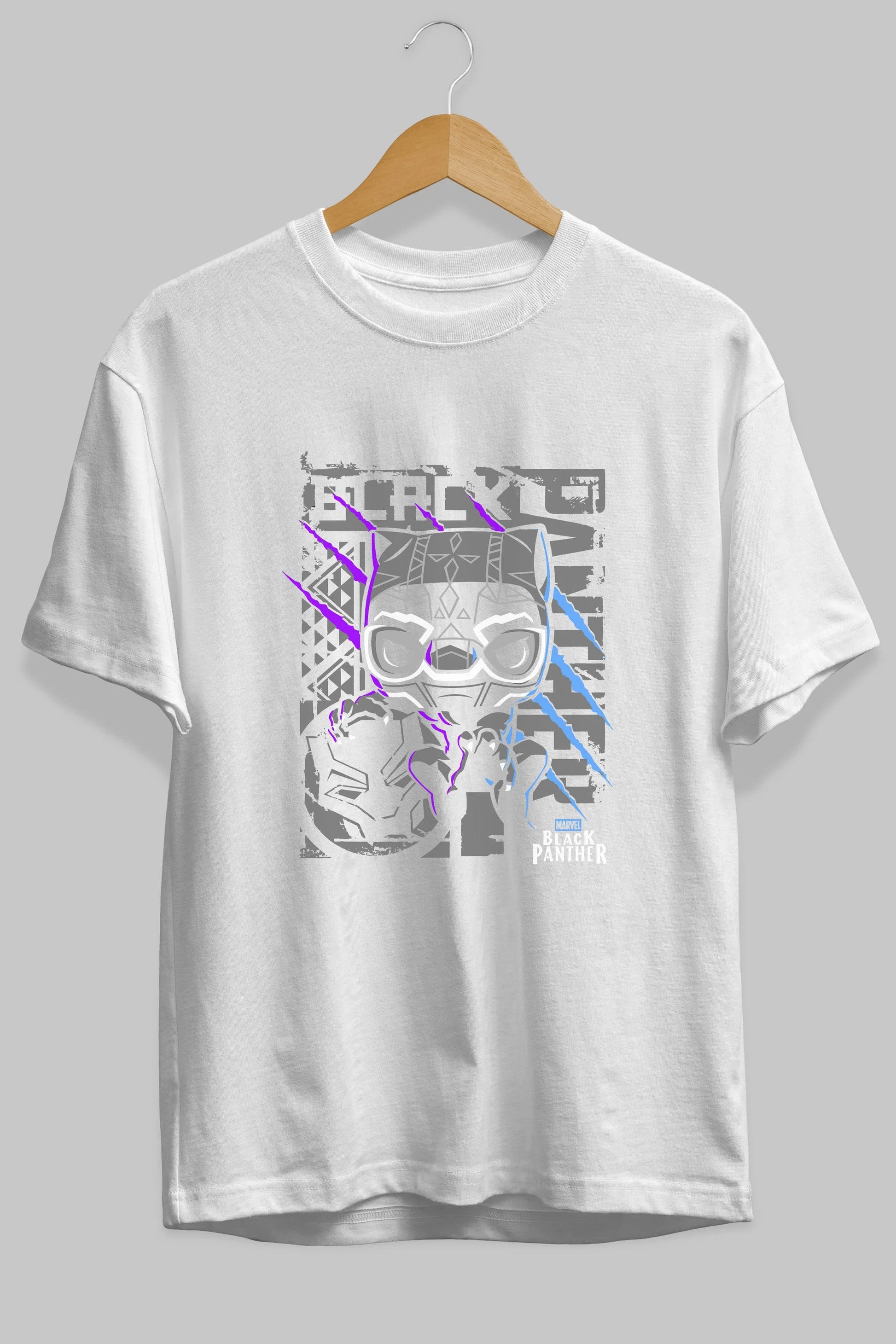 Black Panther Ön Baskılı Oversize t-shirt Erkek Kadın Unisex %100 Pamuk Bisiklet Yaka tişort