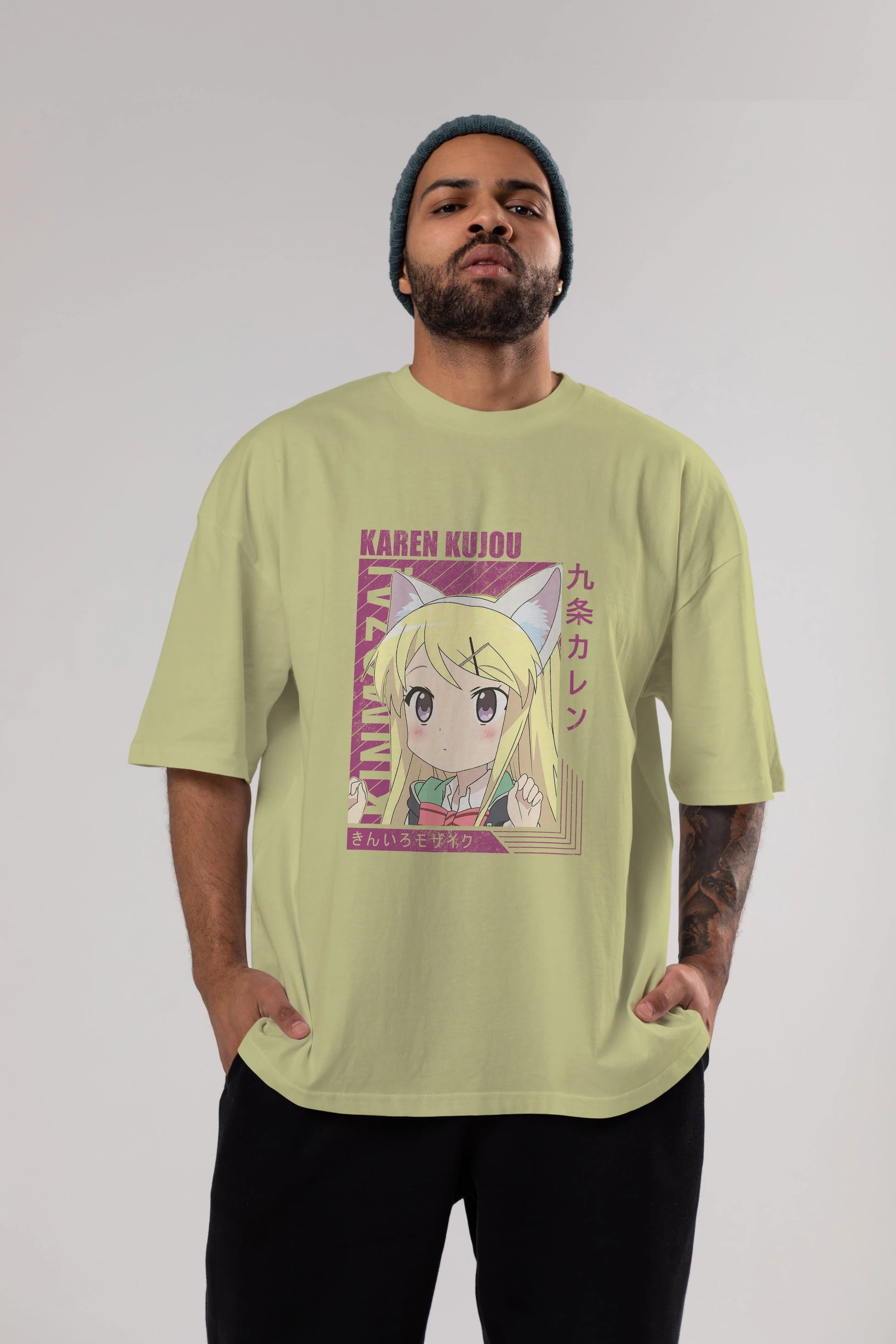 Karen Kujou 4 Anime Ön Baskılı Oversize t-shirt %100 pamuk Erkek Kadın Unisex