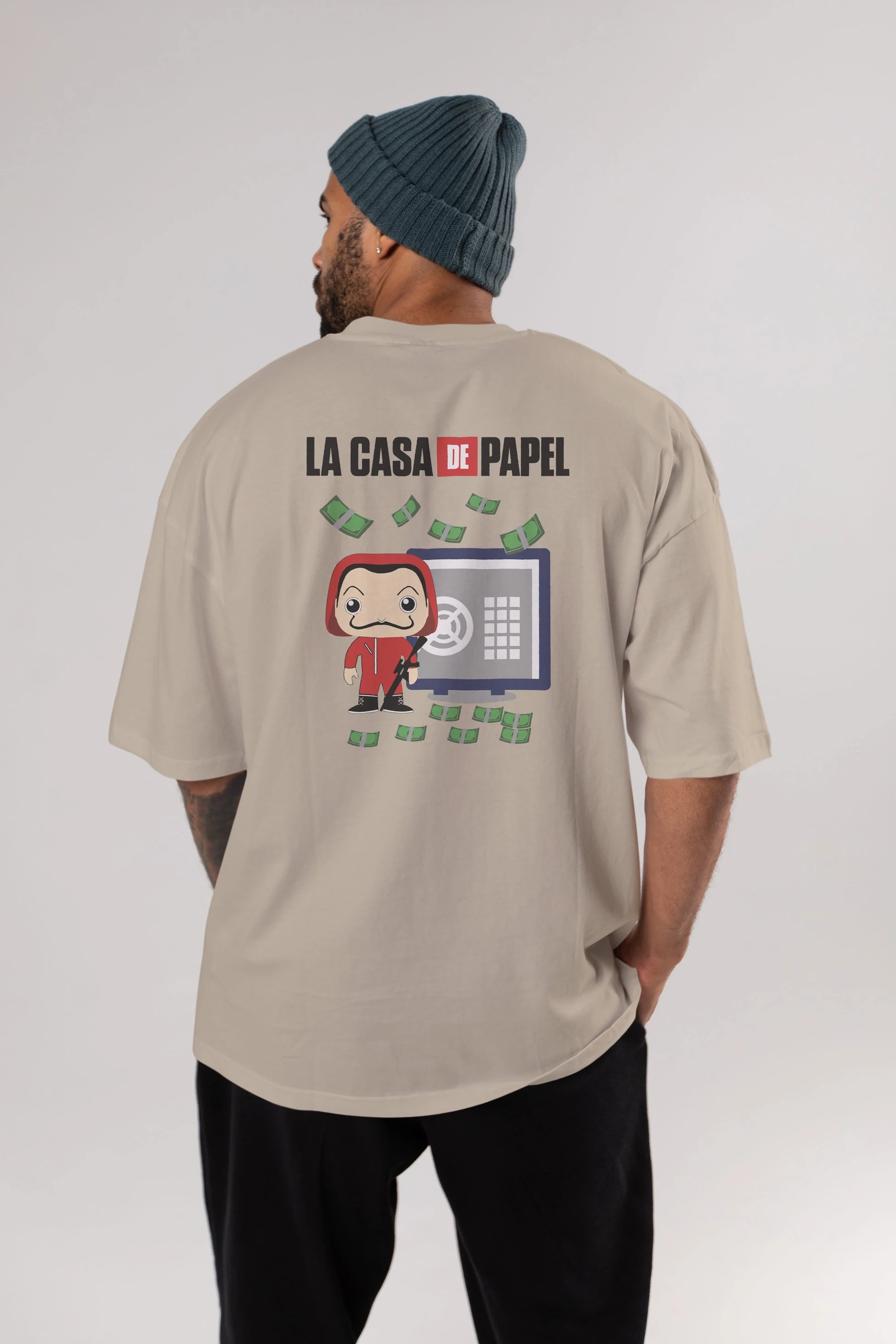 La Casa De Papel (4) Arka Baskılı Oversize t-shirt Erkek Kadın Unisex %100 Pamuk Bisiklet Yaka tişort