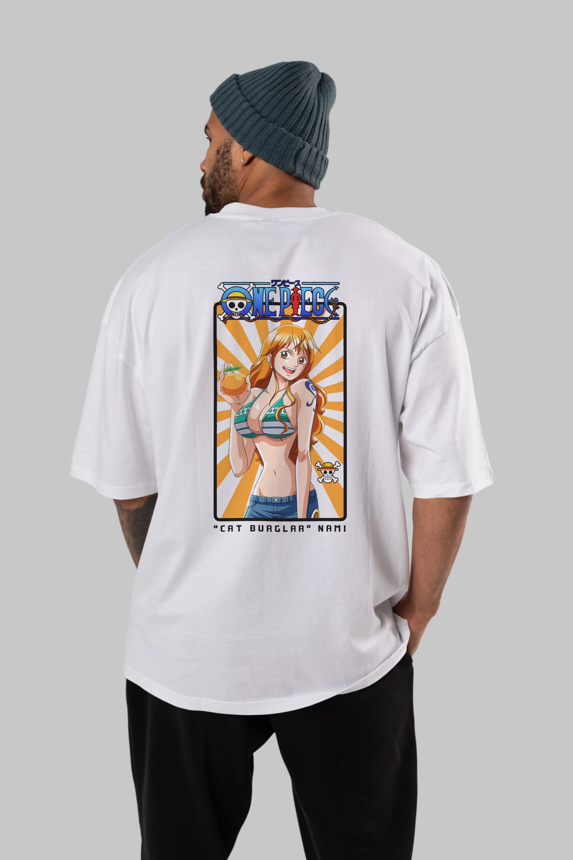 Nami Anime Arka Baskılı Oversize t-shirt Erkek Kadın Unisex %100 pamuk tişort