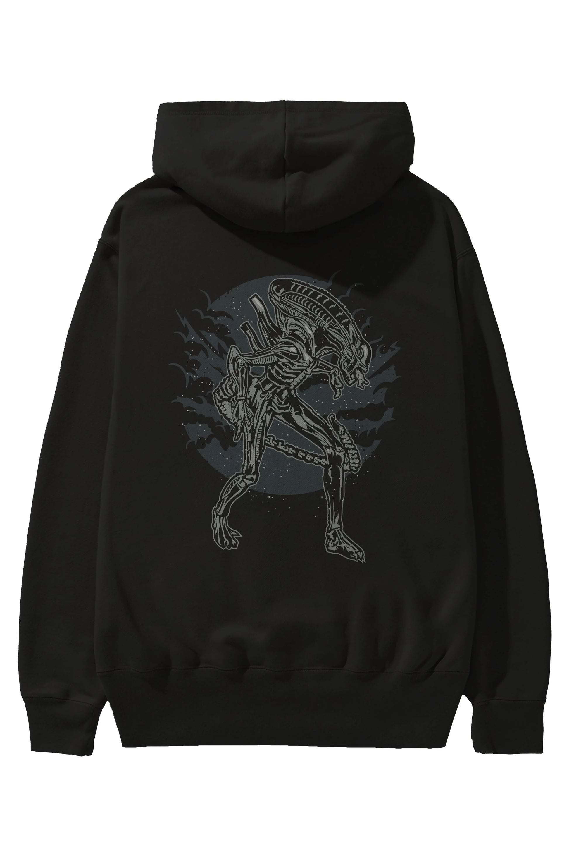 Xenomorph Arka Baskılı Hoodie Oversize Kapüşonlu Sweatshirt Erkek Kadın Unisex