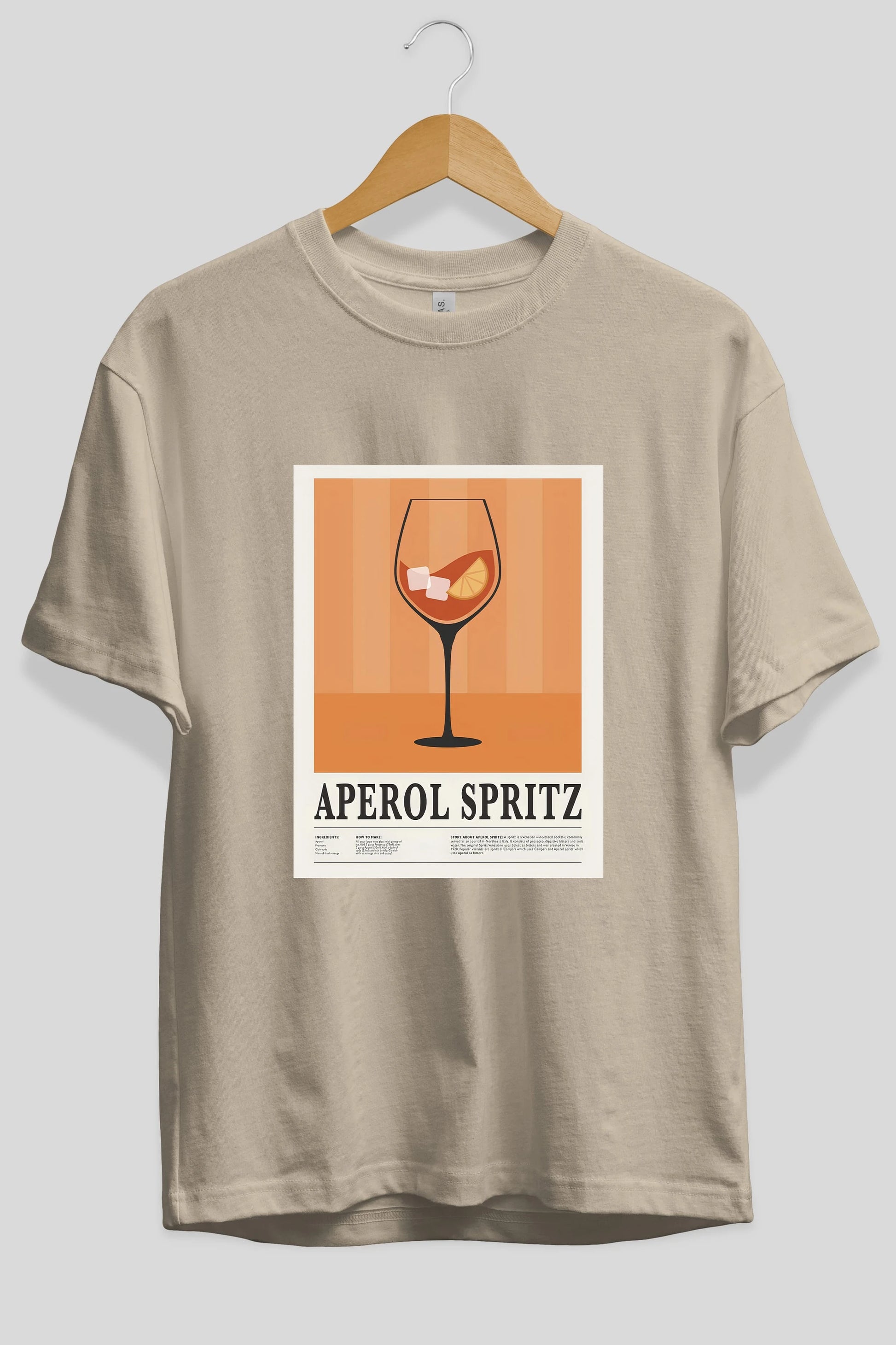 Aperol Spritz 8 Ön Baskılı Oversize t-shirt Erkek Kadın Unisex %100 Pamuk Bisiklet Yaka tişort