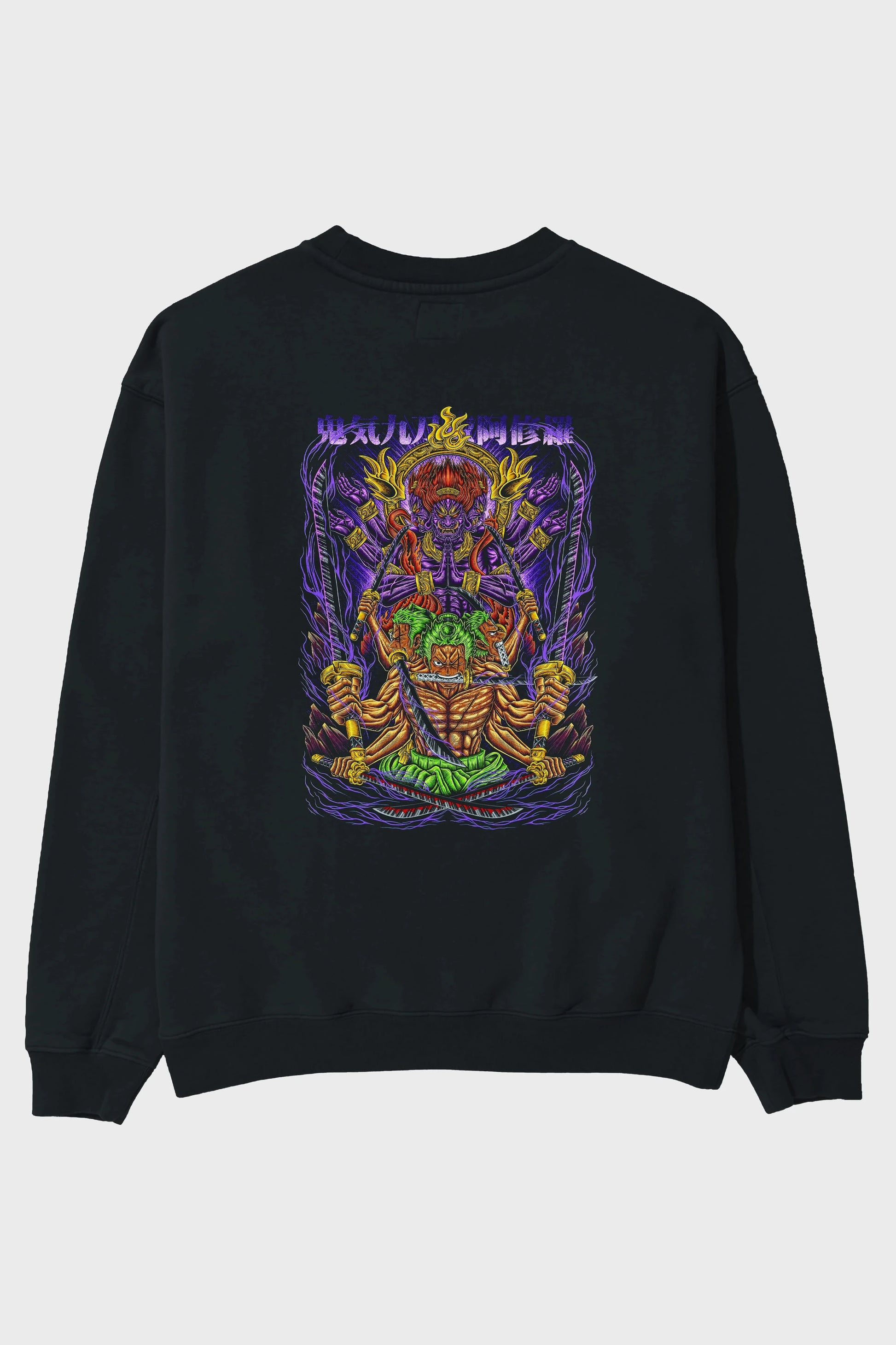 RORONOA ZORO 2 Anime Arka Baskılı Oversize Sweatshirt Erkek Kadın Unisex
