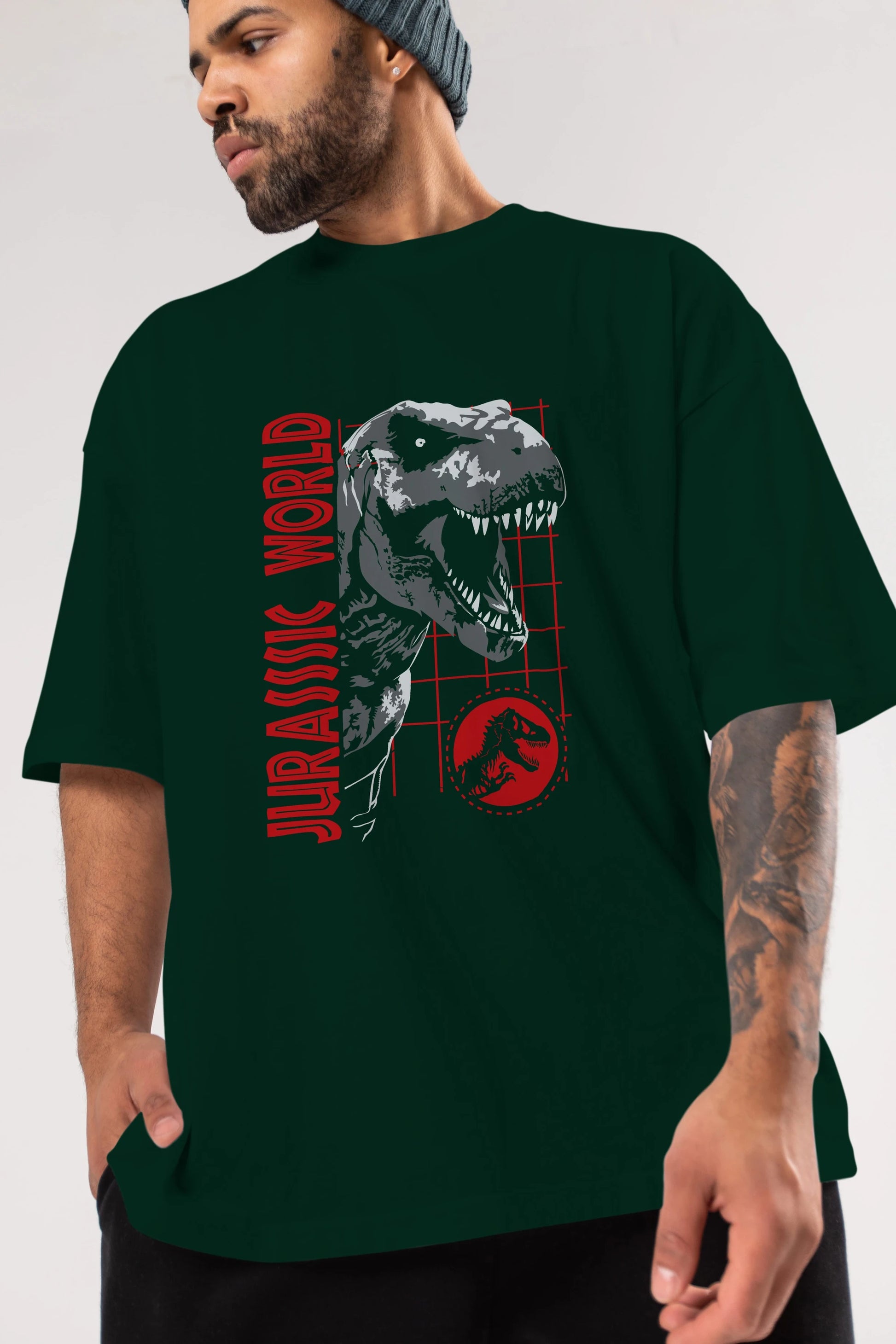 Jurassic Park (2) Ön Baskılı Oversize t-shirt Erkek Kadın Unisex %100 Pamuk Bisiklet Yaka tişort