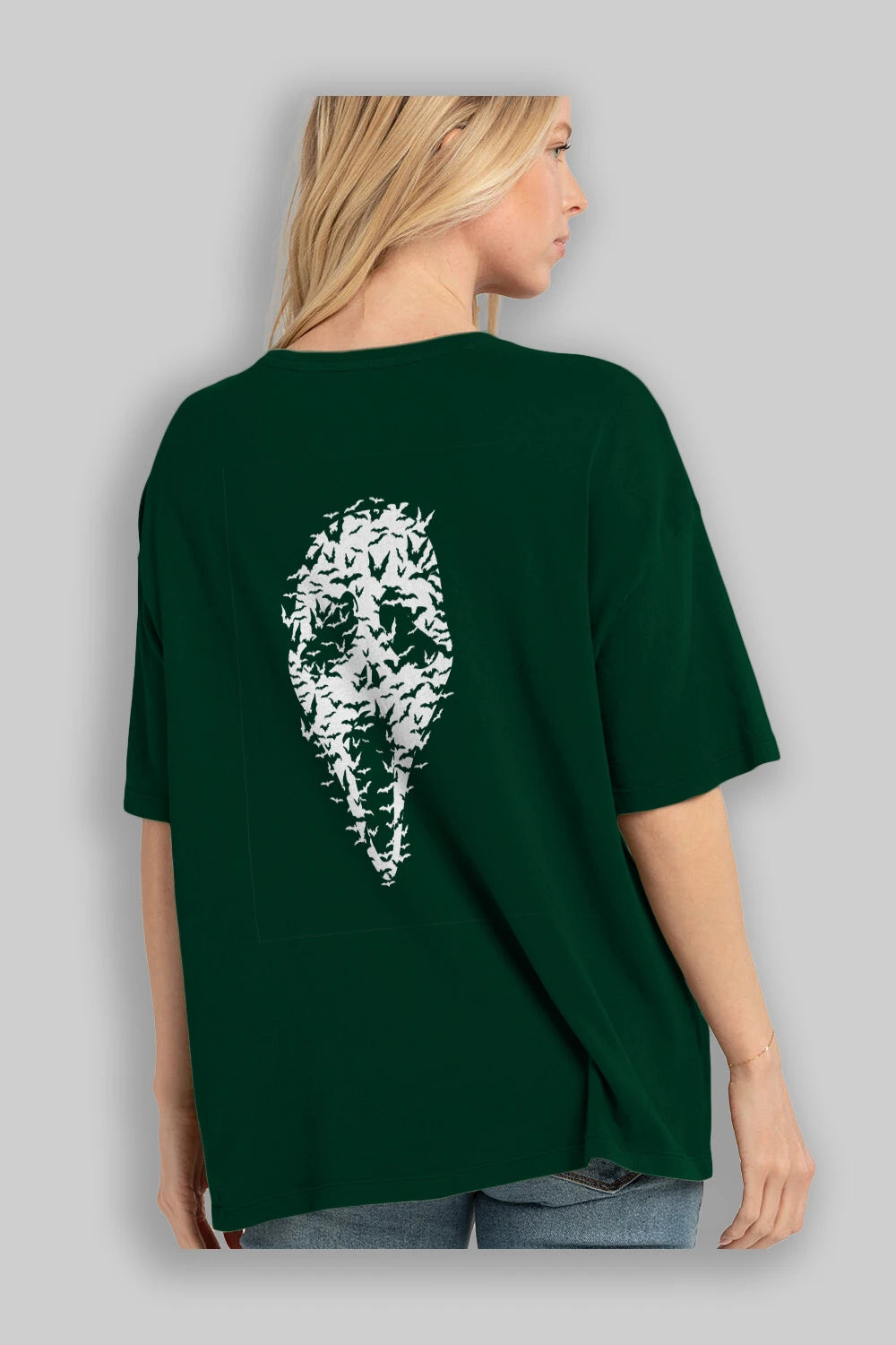 Ghost Face Bats Arka Baskılı Oversize t-shirt %100 pamuk Erkek Kadın Unisex