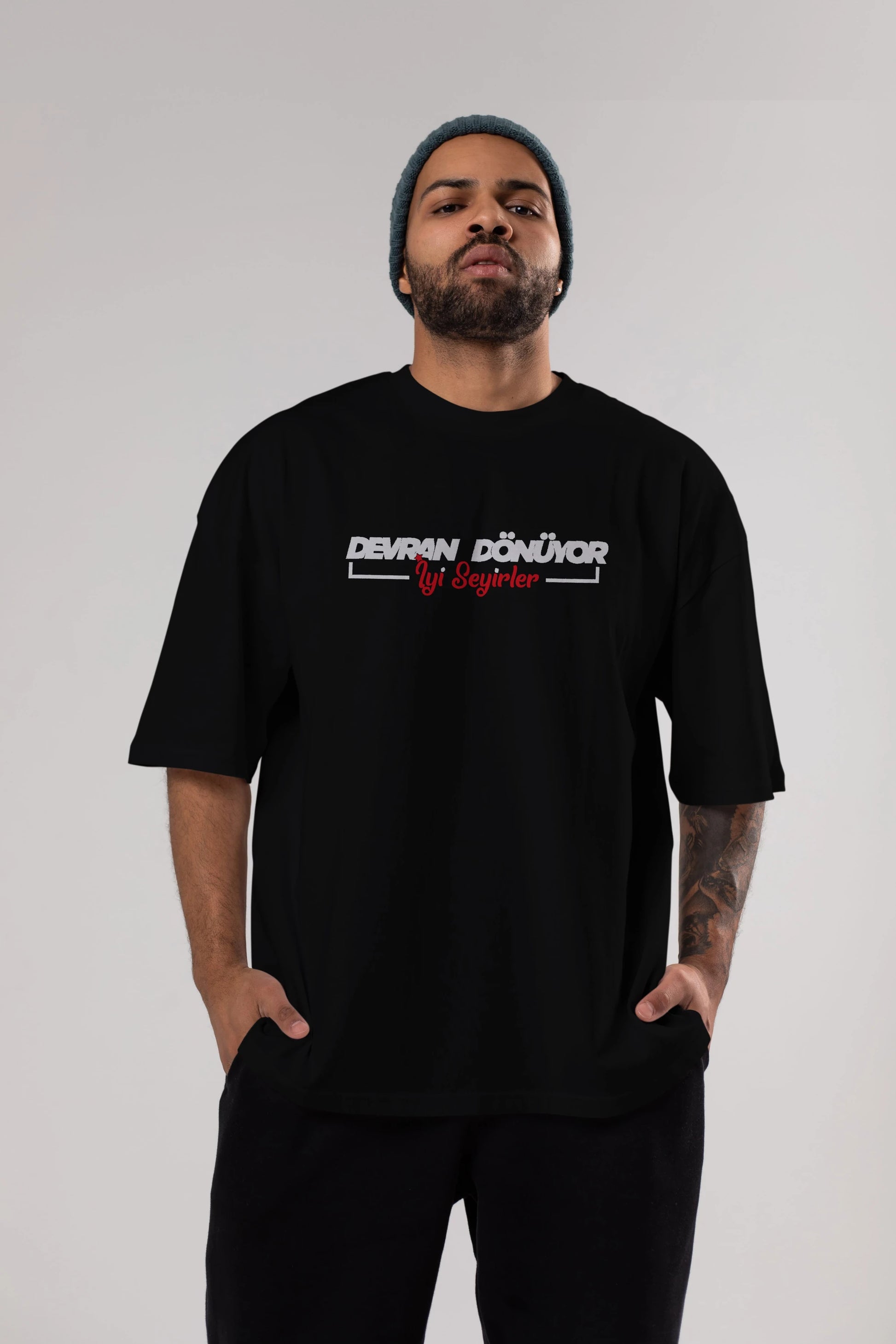 Devran Dönüyor İyi Seyirler Ön Baskılı Oversize t-shirt %100 pamuk Erkek Kadın Unisex