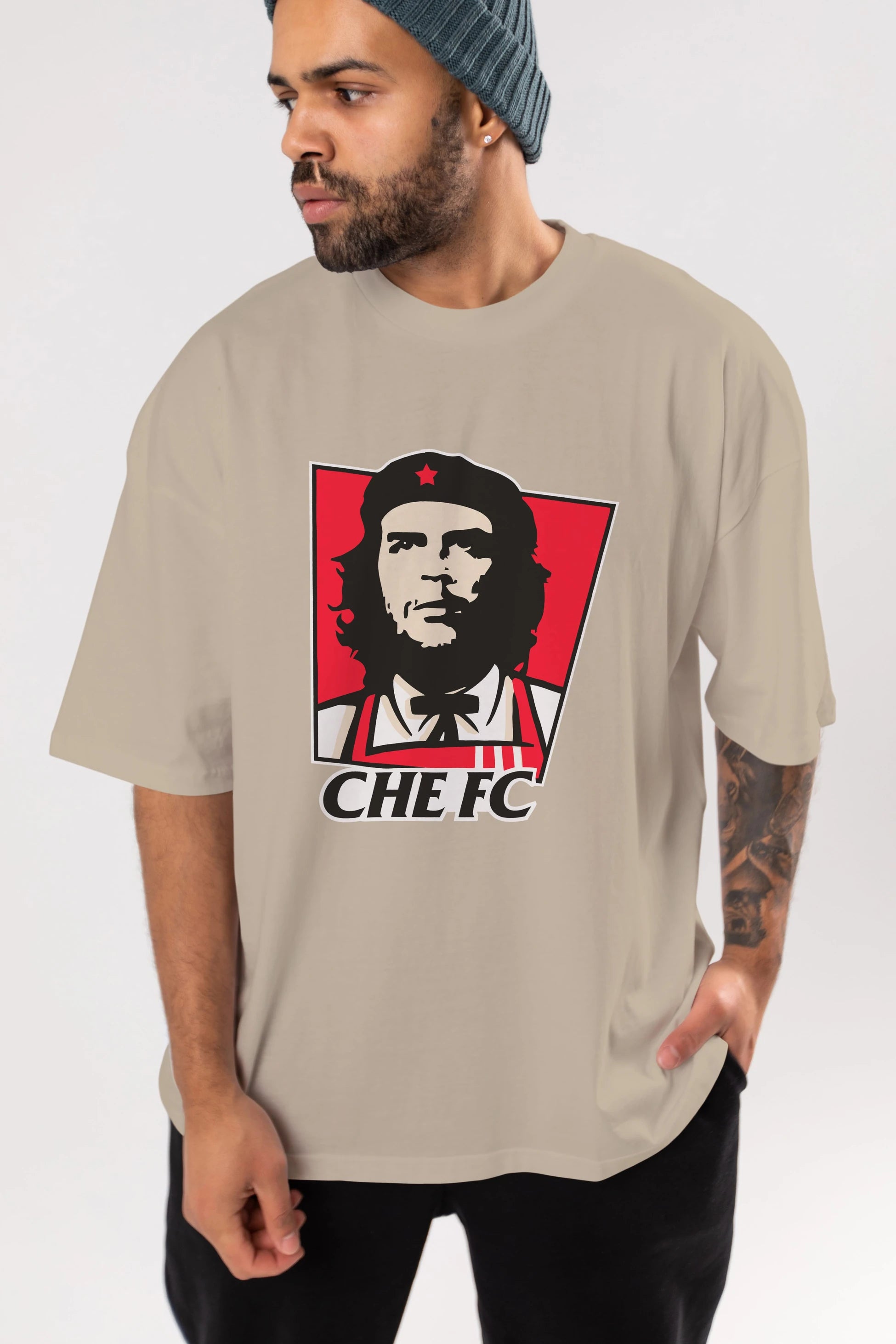 Che FC Ön Baskılı Oversize t-shirt Erkek Kadın Unisex %100 Pamuk Bisiklet Yaka tişort