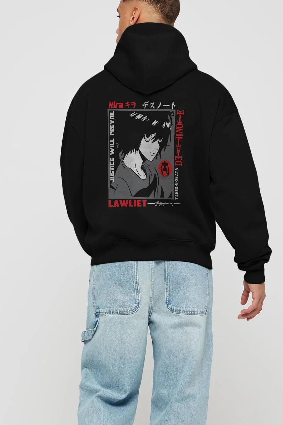 DEATH NOTE Anime Arka Baskılı Hoodie Oversize Kapüşonlu Sweatshirt Erkek Kadın Unisex