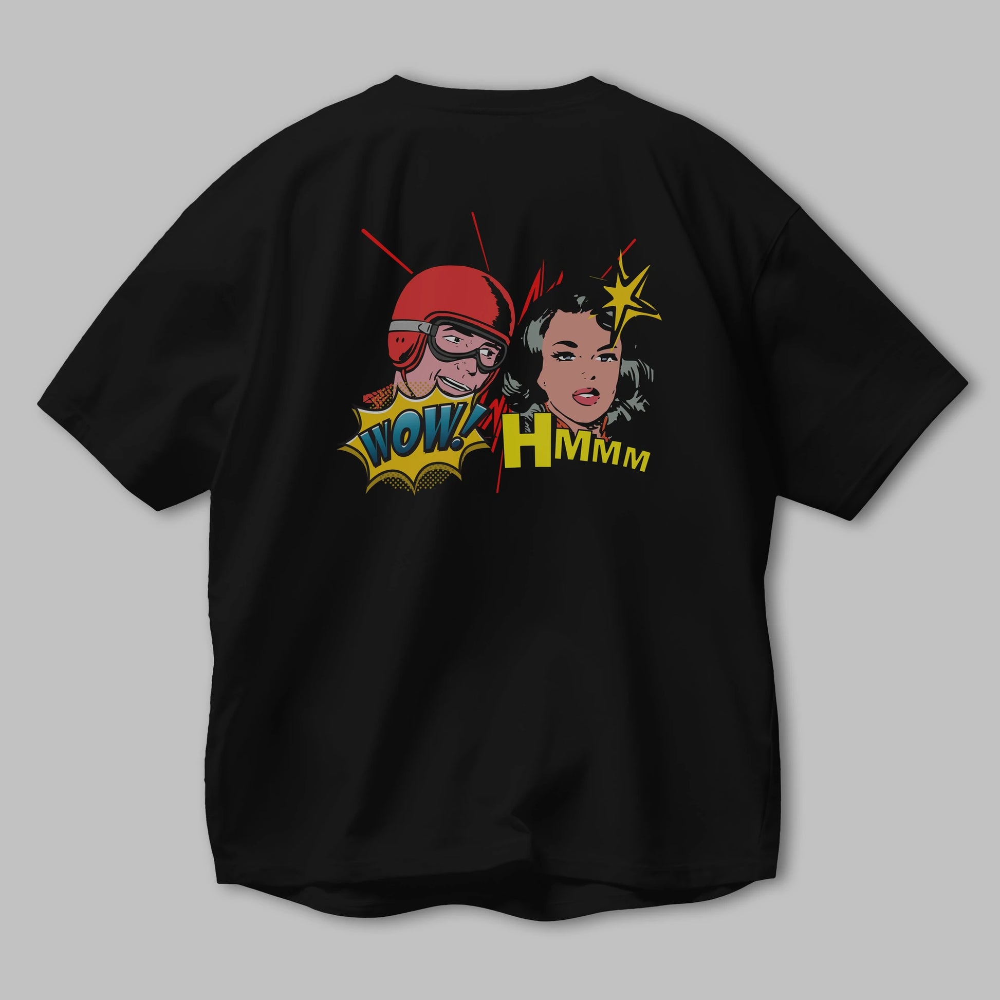 Comic Wow Yazılı Arka Baskılı Oversize t-shirt Erkek Kadın Unisex