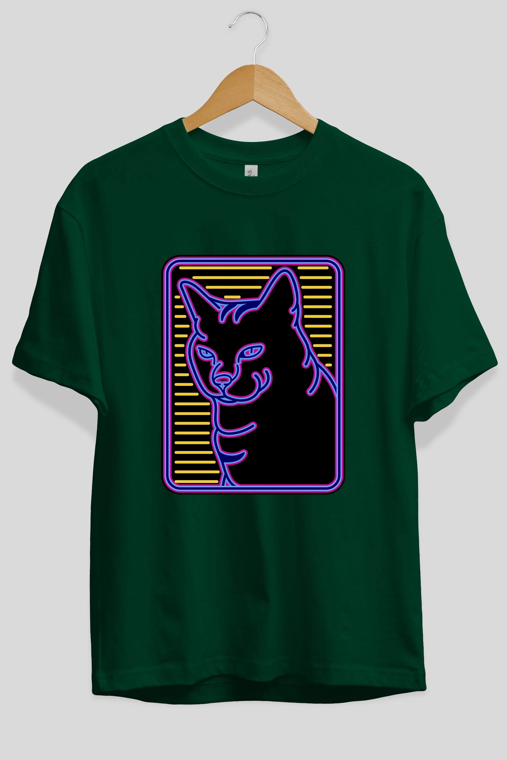 Neon Cat Ön Baskılı Oversize t-shirt Erkek Kadın Unisex