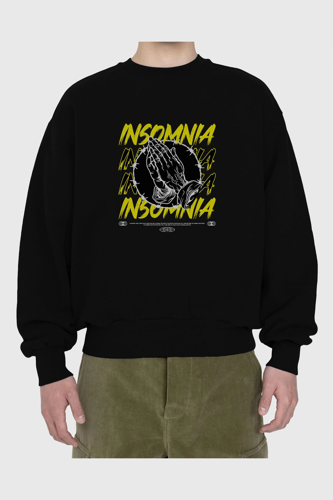 Insomnia Streetwear Ön Baskılı Oversize Sweatshirt Erkek Kadın Unisex