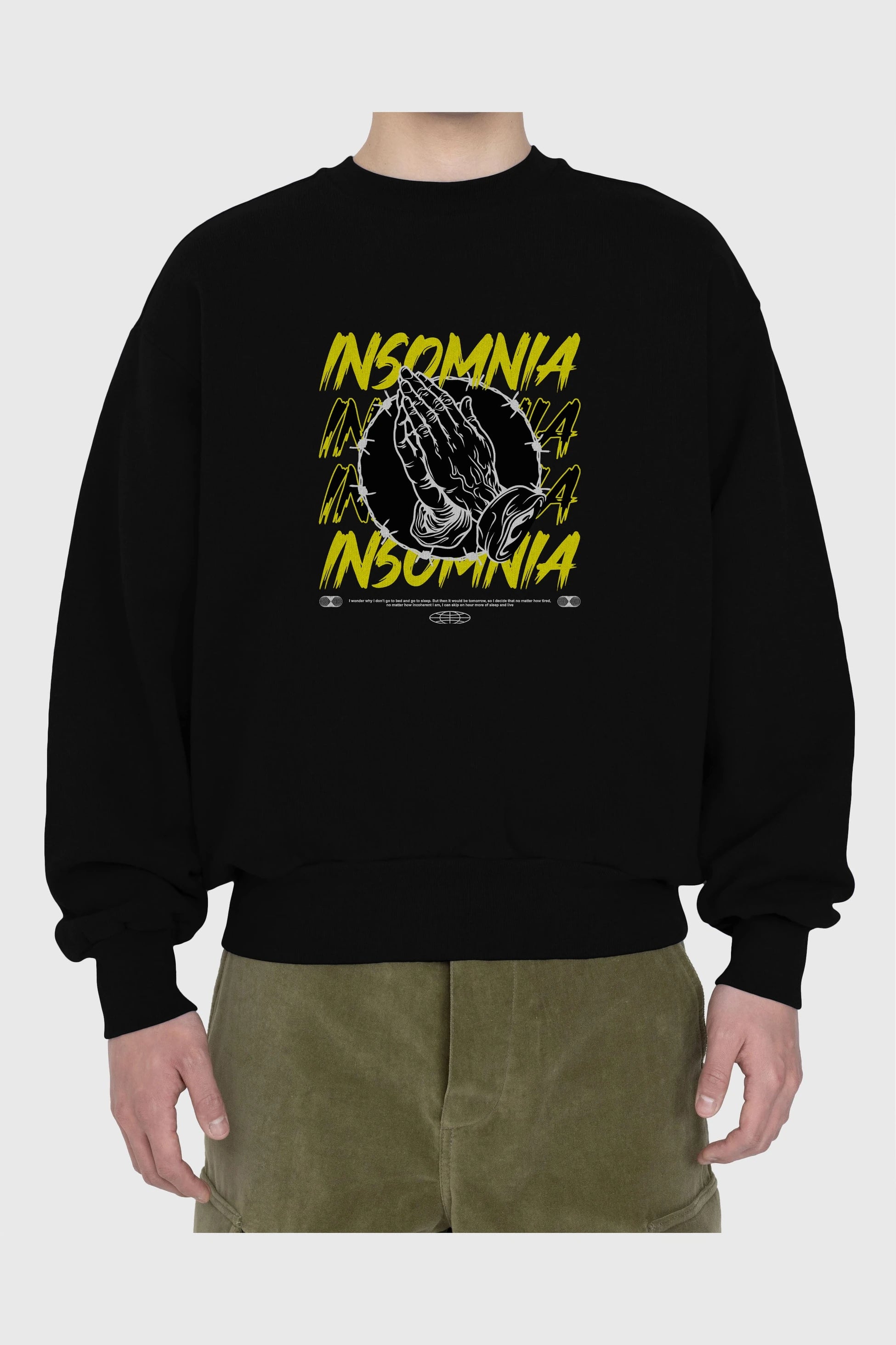 Insomnia Streetwear Ön Baskılı Oversize Sweatshirt Erkek Kadın Unisex