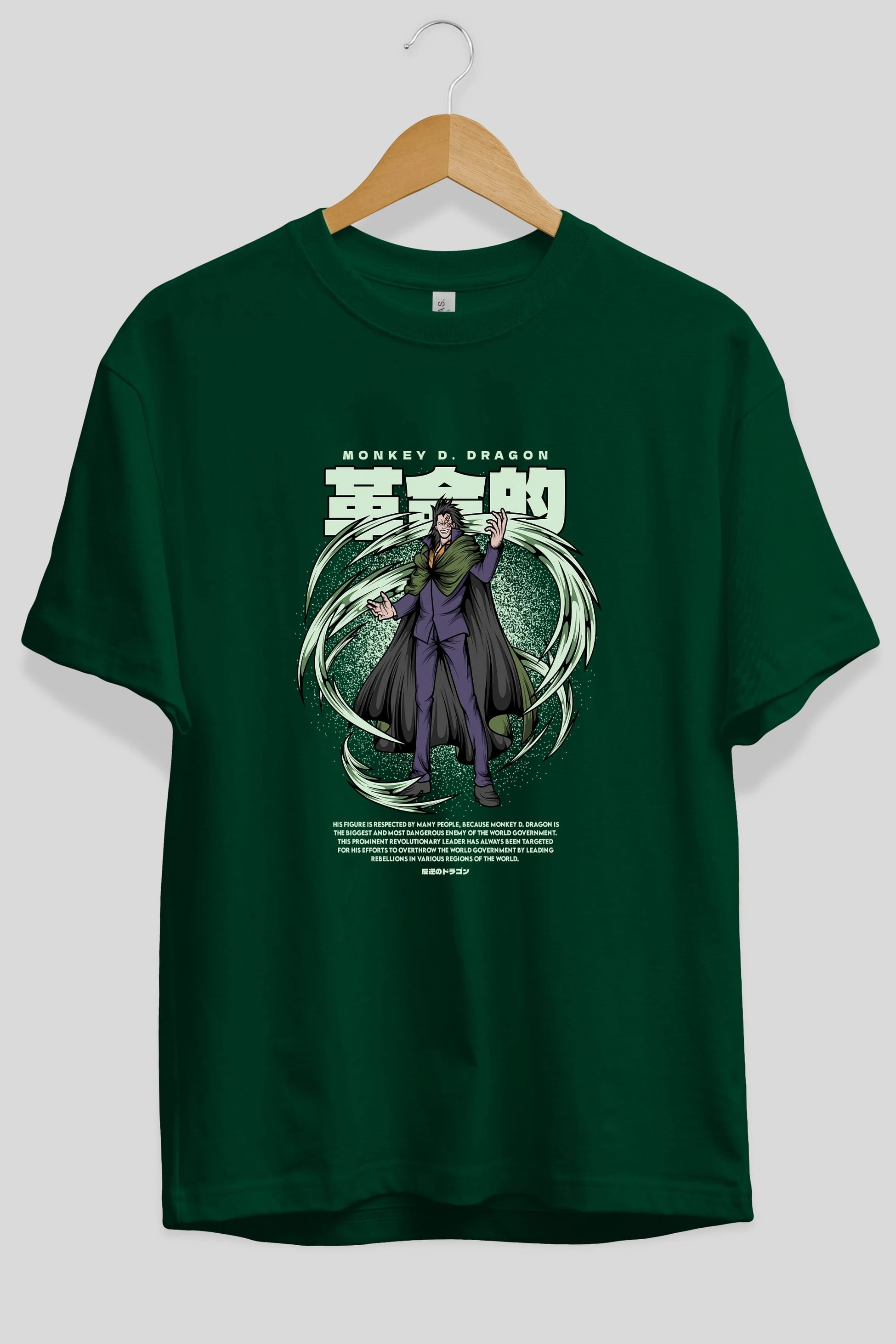Monkey D. Dragon Anime Ön Baskılı Oversize t-shirt %100 pamuk Erkek Kadın Unisex