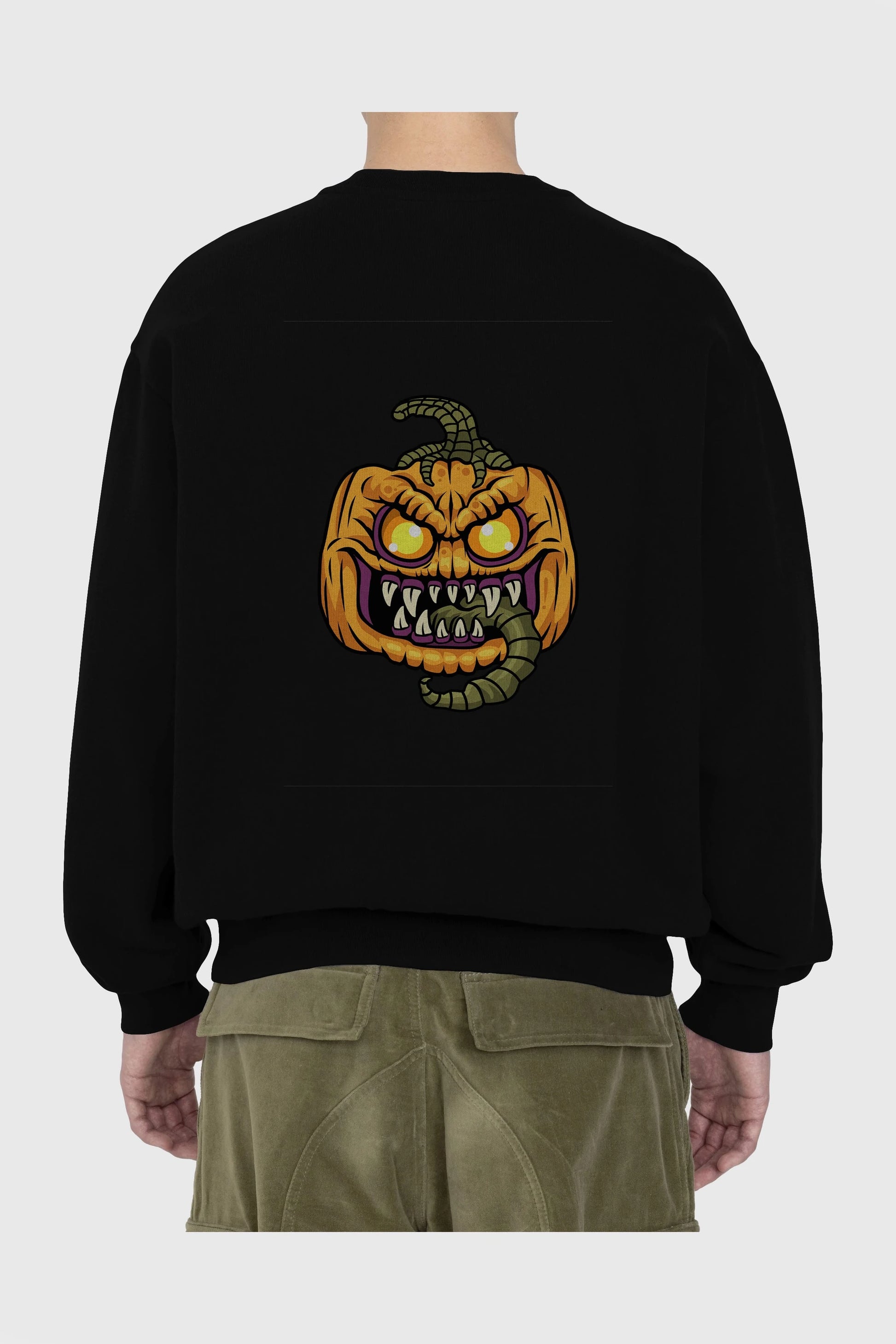 Halloween Arka Baskılı Oversize Sweatshirt Erkek Kadın Unisex