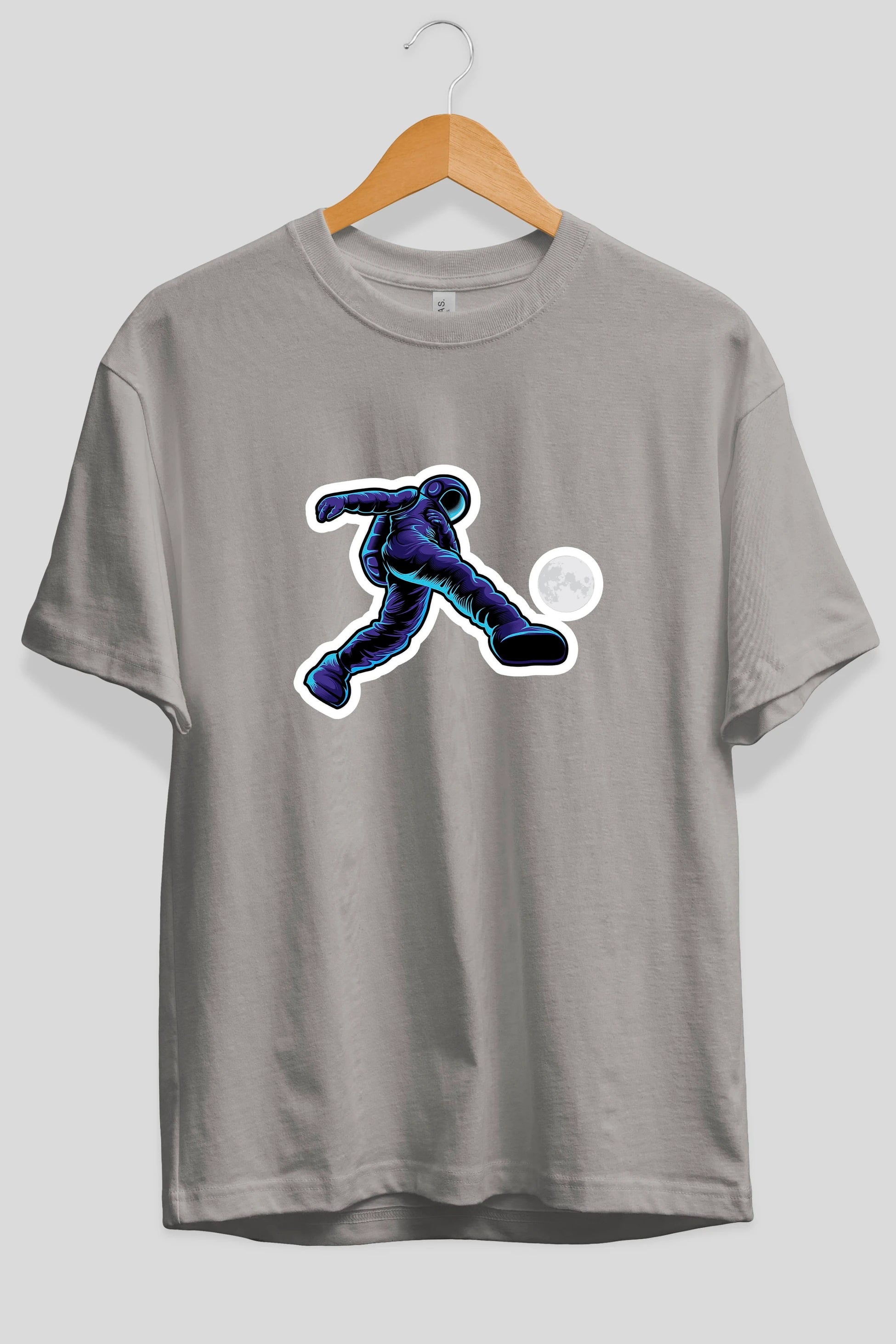 Astroball in Space Sticker Ön Baskılı Oversize t-shirt Erkek Kadın Unisex
